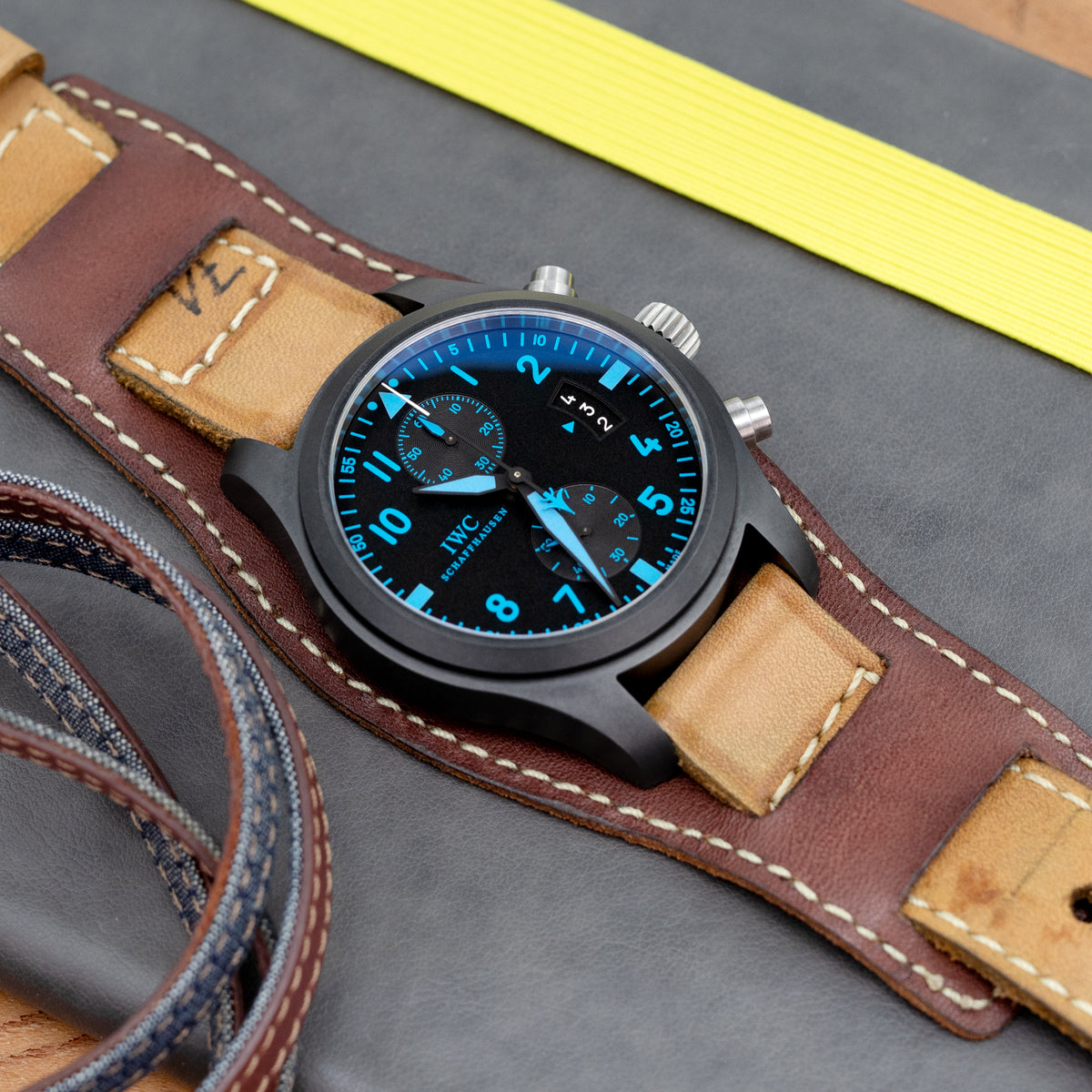 20mm, 22mm Gunny X MT &#39;74&#39; Light Brown Handmade Quick Release Reversible Bund Leather Strap