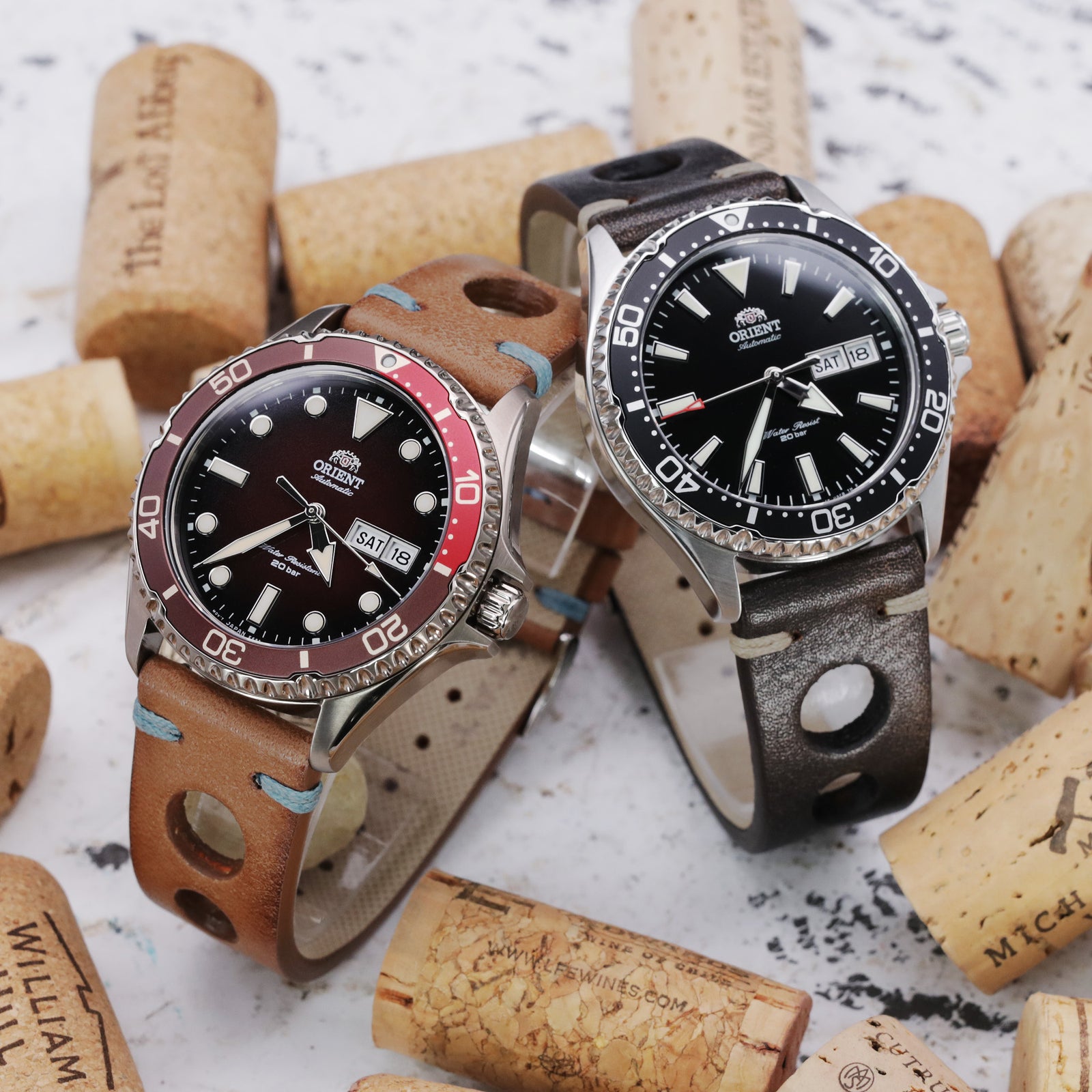 Orient Kamasu Bronze Limited Edition and Orient Kamasu Blue watch bands by Strapcode