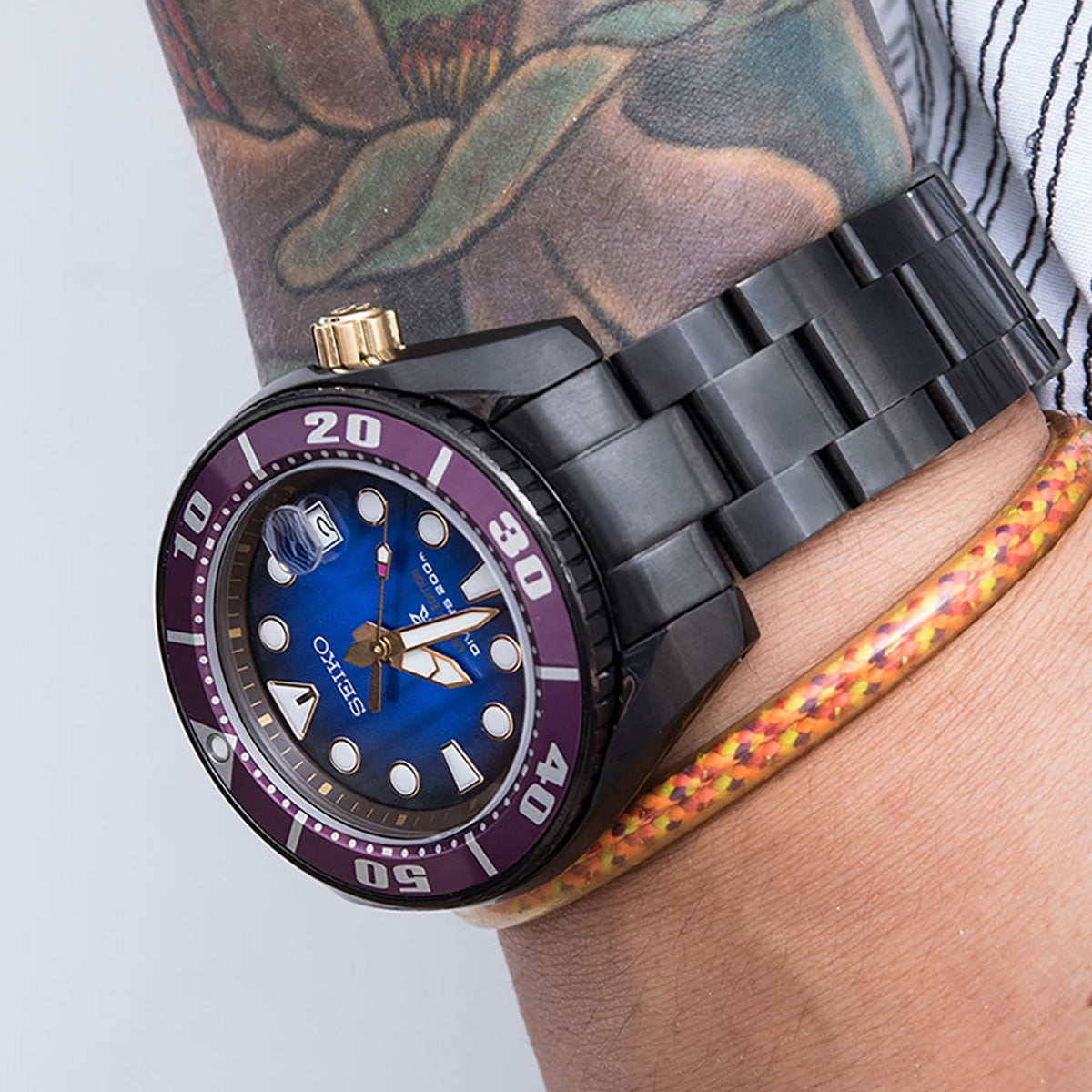 سوار ستانلس ستيل سوبر-O بوير أسود DLC مقاس 20 مم لساعات سيكو سومو