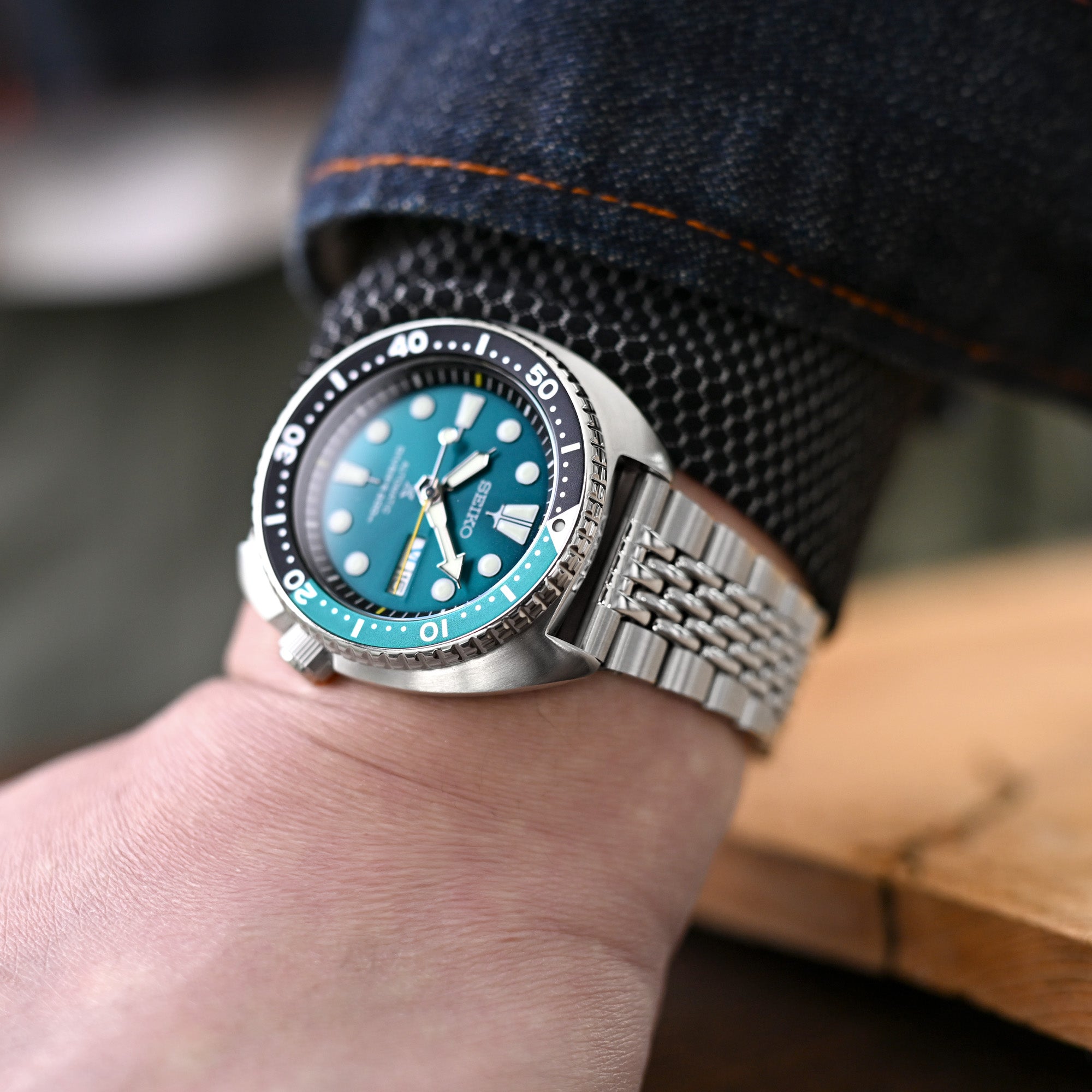 22mm Goma BOR Watch Band Straight End, 316L Stainless Steel Brushed and Polished V-Clasp