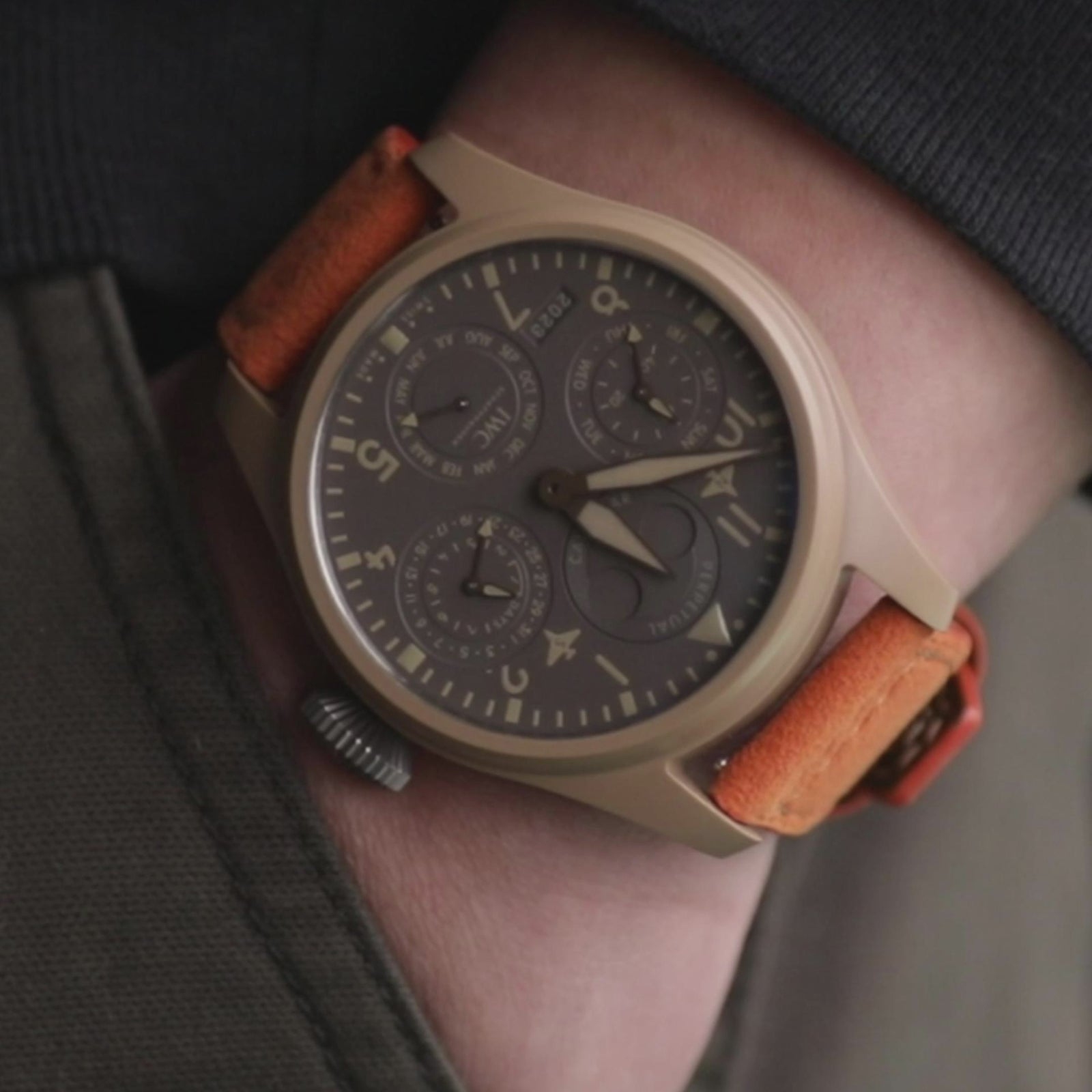 Orange Alcantara Fabric Quick Release Watch Band, Beige Stitching, 20mm, 21mm or 22mm