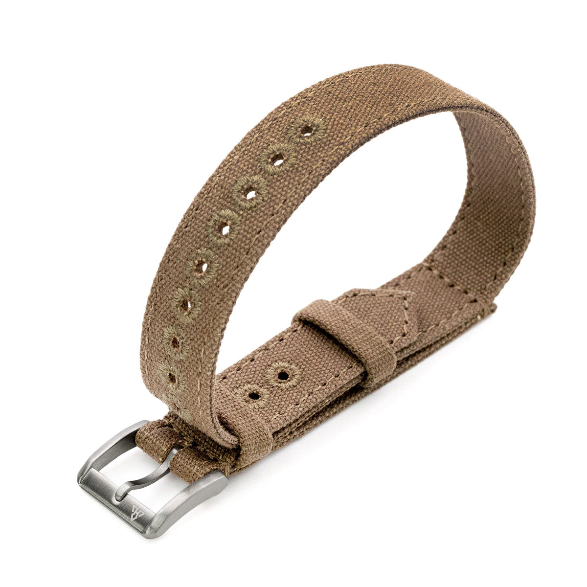 Khaki Sand 16mm Canvas One piece Nylon Watch Strap by HAVESTON Straps, Brushed Strapcode Watch Bands