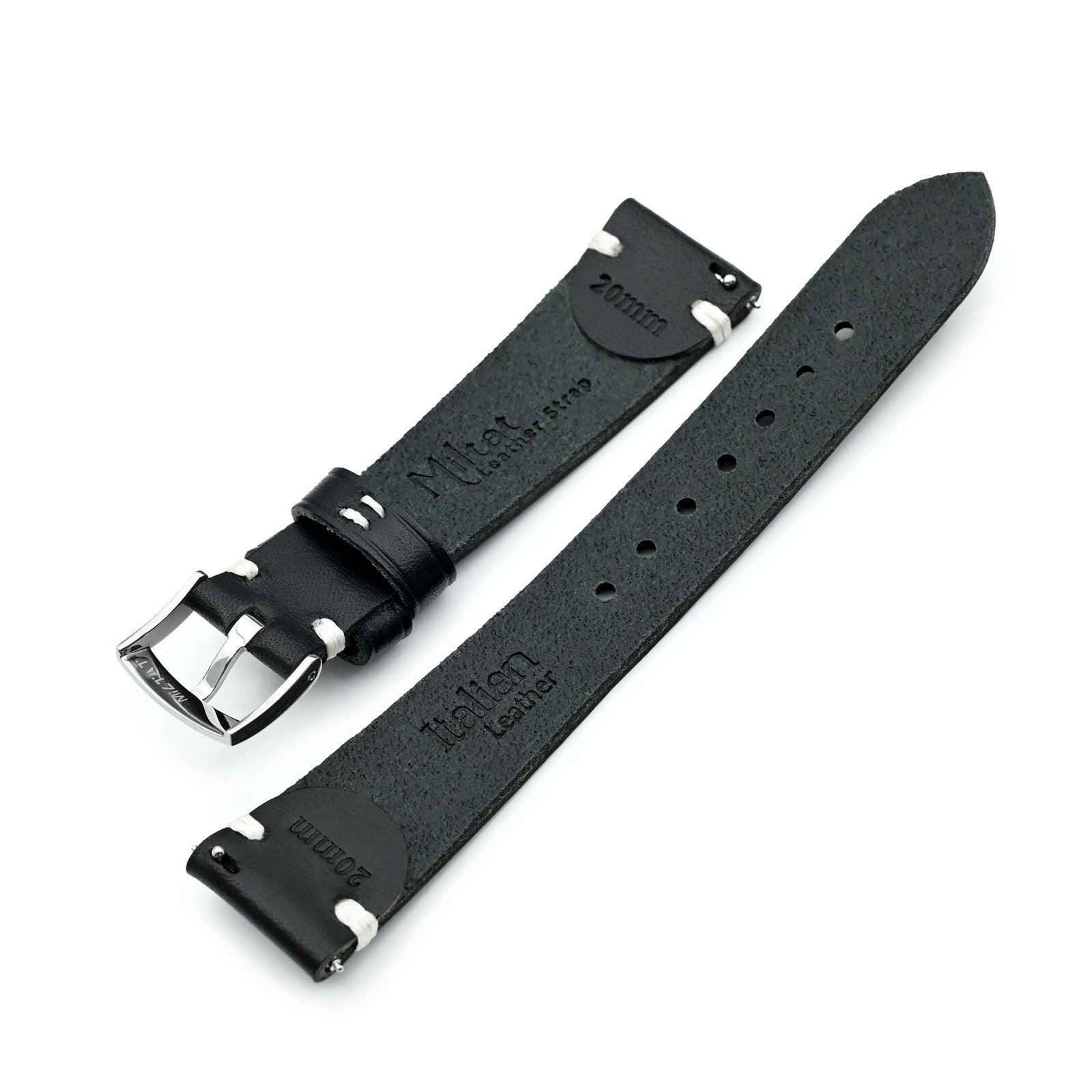 20mm Dark Grey Quick Release Buttero Italian Leather Watch Strap Strapcode Watch Bands