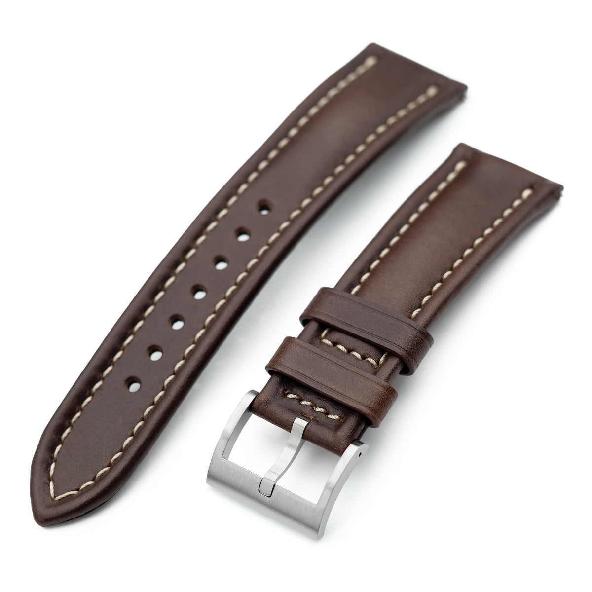 Aviator Style Quick Release Brown Horween Chromexcel Leather Watch Band 19mm, 20mm, 22mm or 23mm Strapcode watch bands