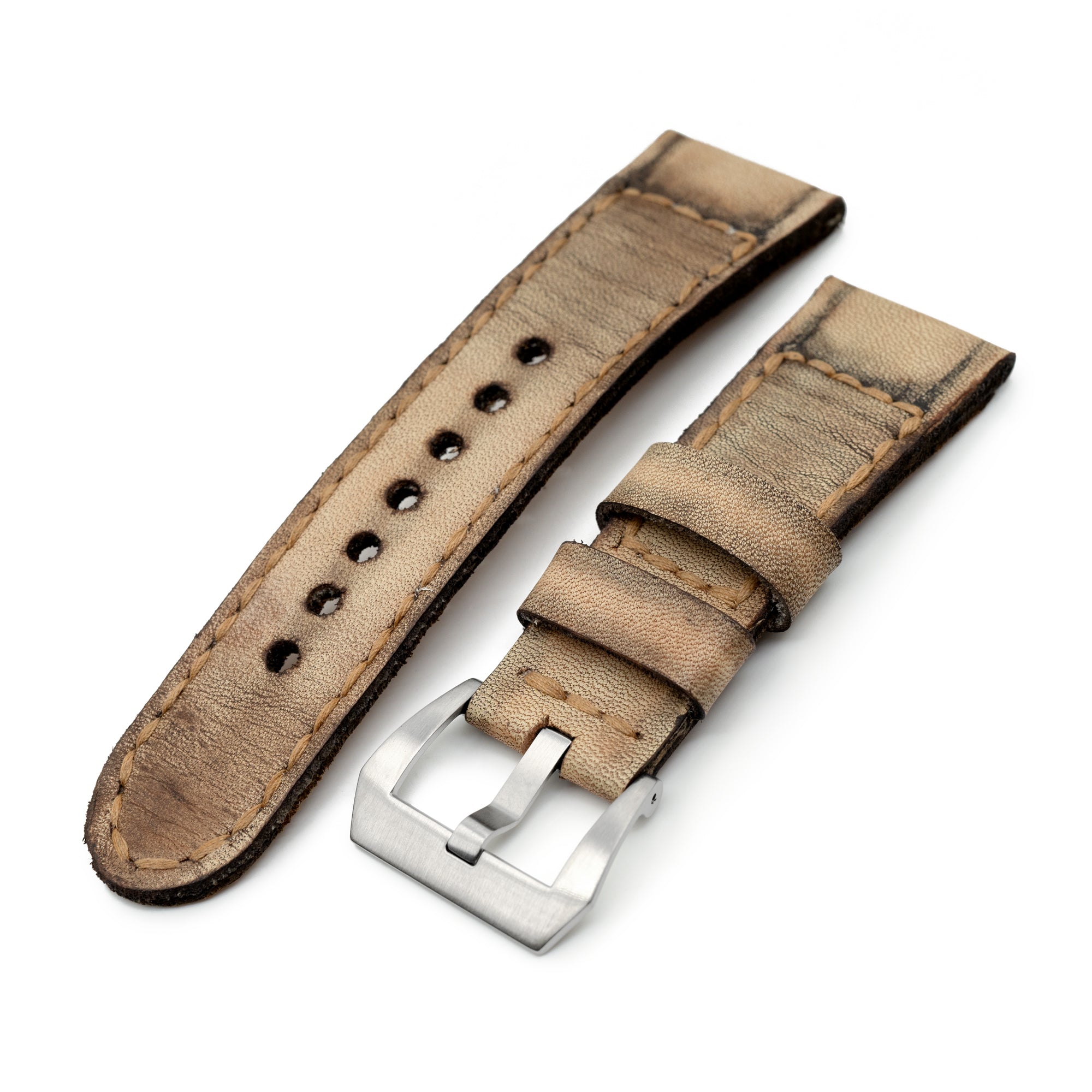 26mm Gunny X MT Caitlin 10 Ivory Tan Handmade Leather Watch Band Strapcode watch bands