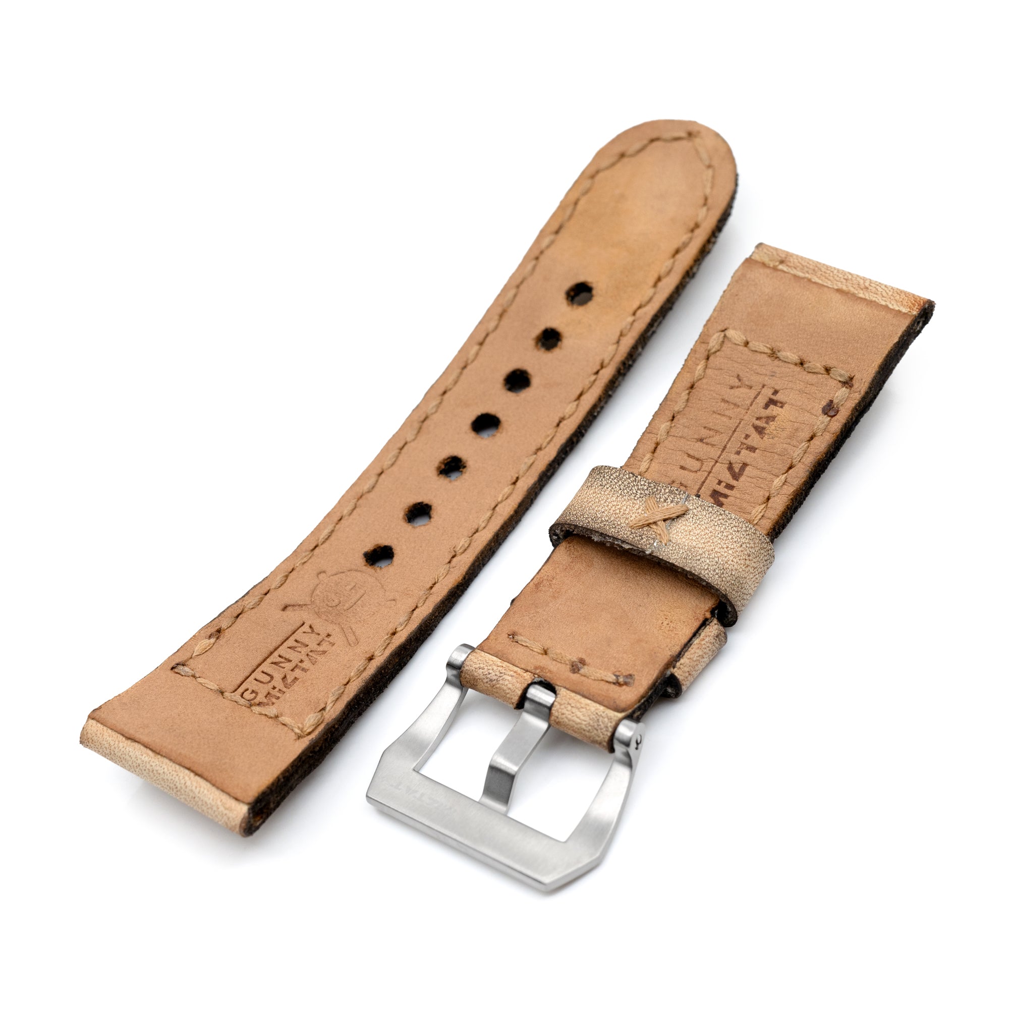 26mm Gunny X MT Caitlin 10 Ivory Tan Handmade Leather Watch Band Strapcode watch bands