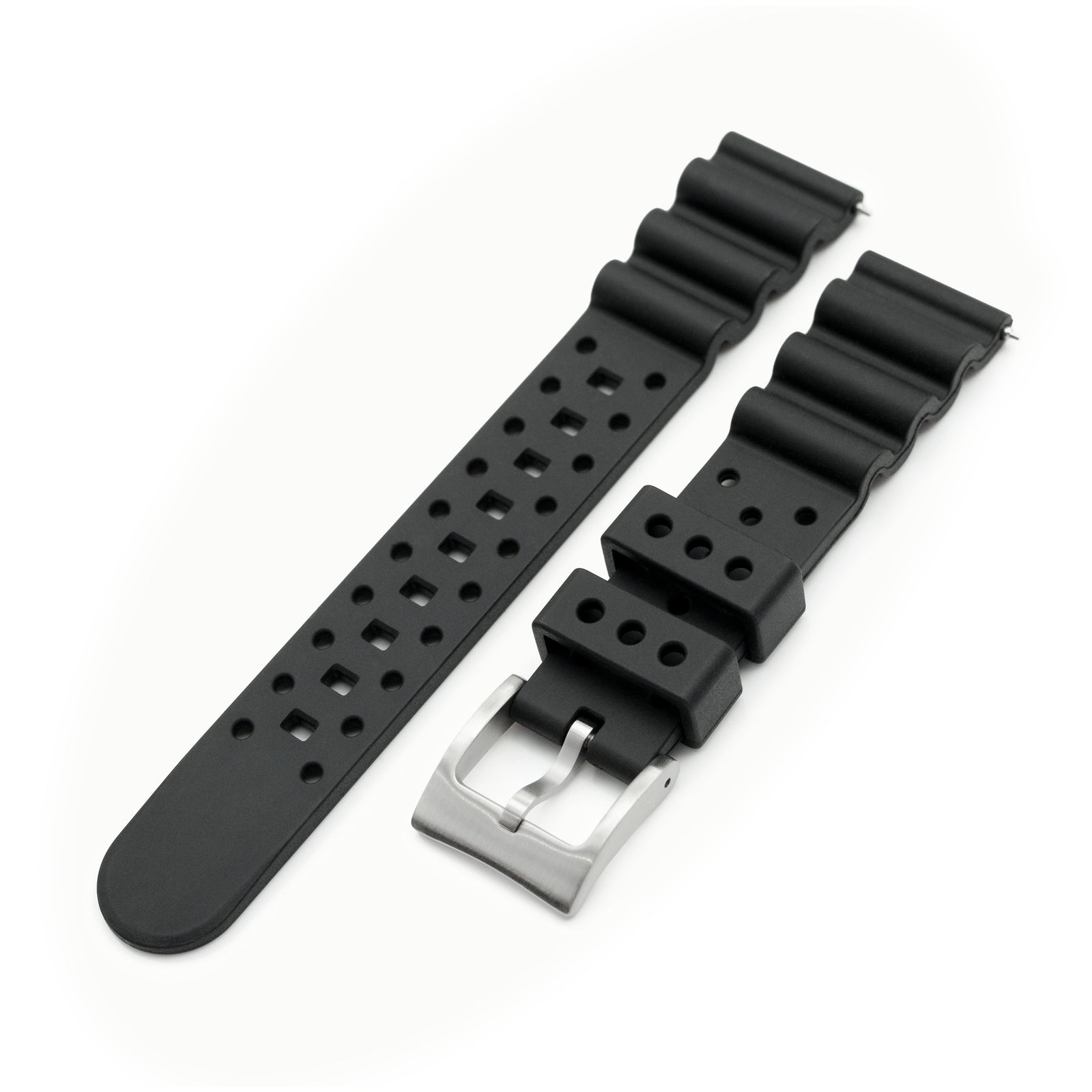 Black Quick Release FKM Rubber Diver Strap 18mm 20mm 22mm