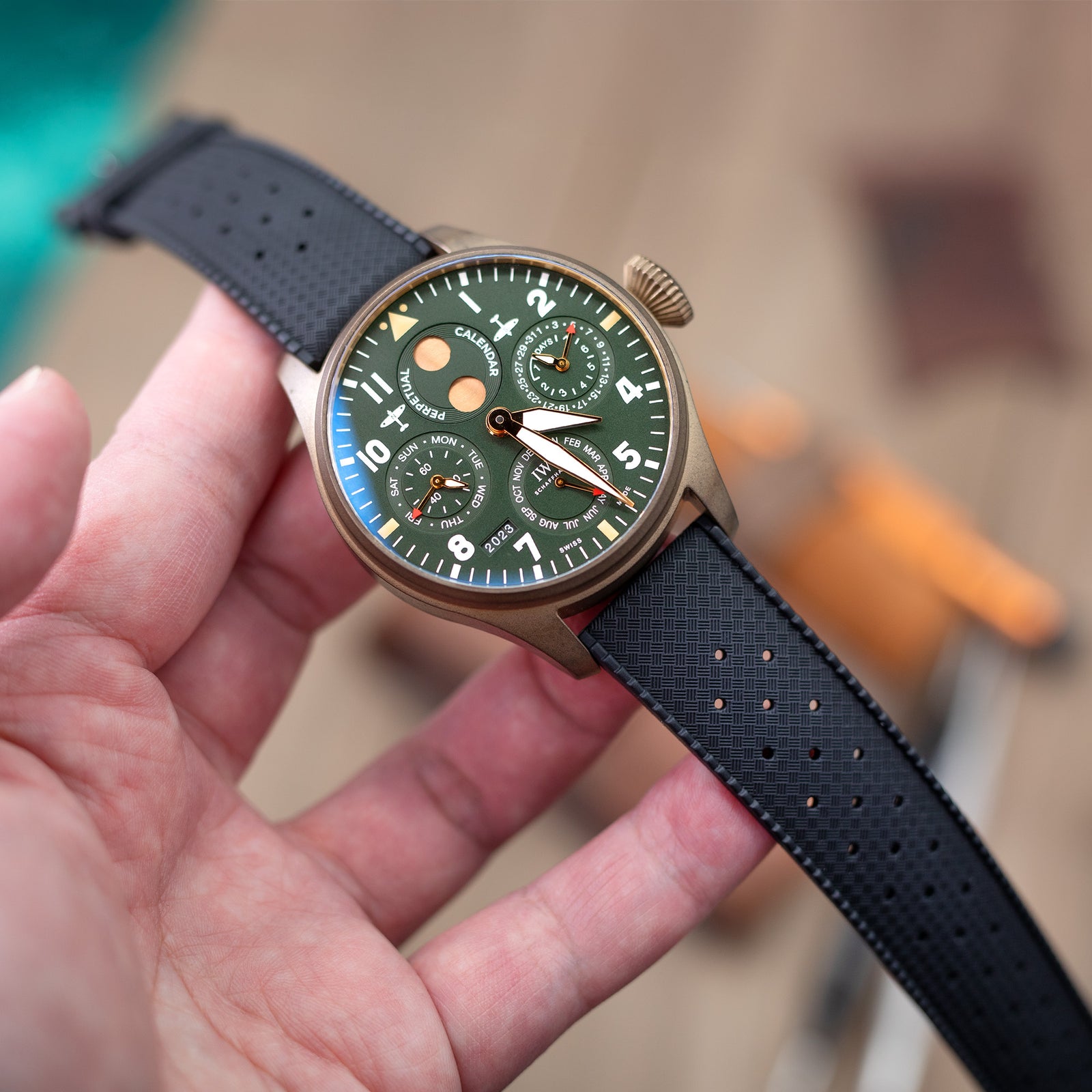 Quick Release Black Tropical-Style Pro FKM rubber watch strap, 20mm or 22mm Strapcode Watch Bands