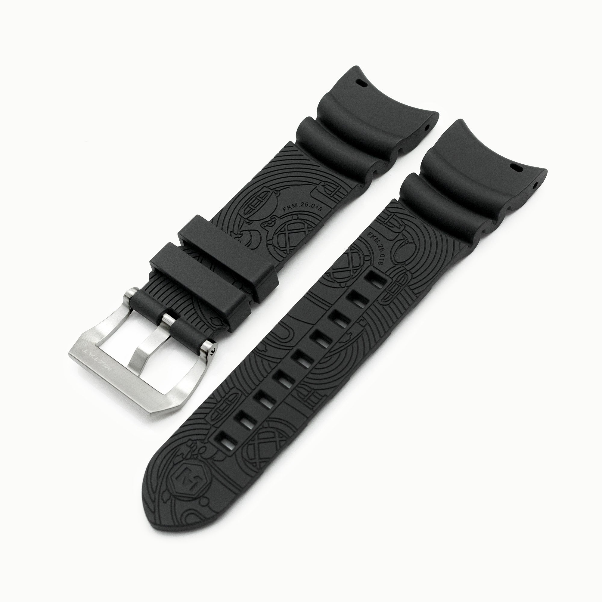 26mm Firewave Resilient Curved End FKM rubber Watch Strap Black Strapcode Watch Bands