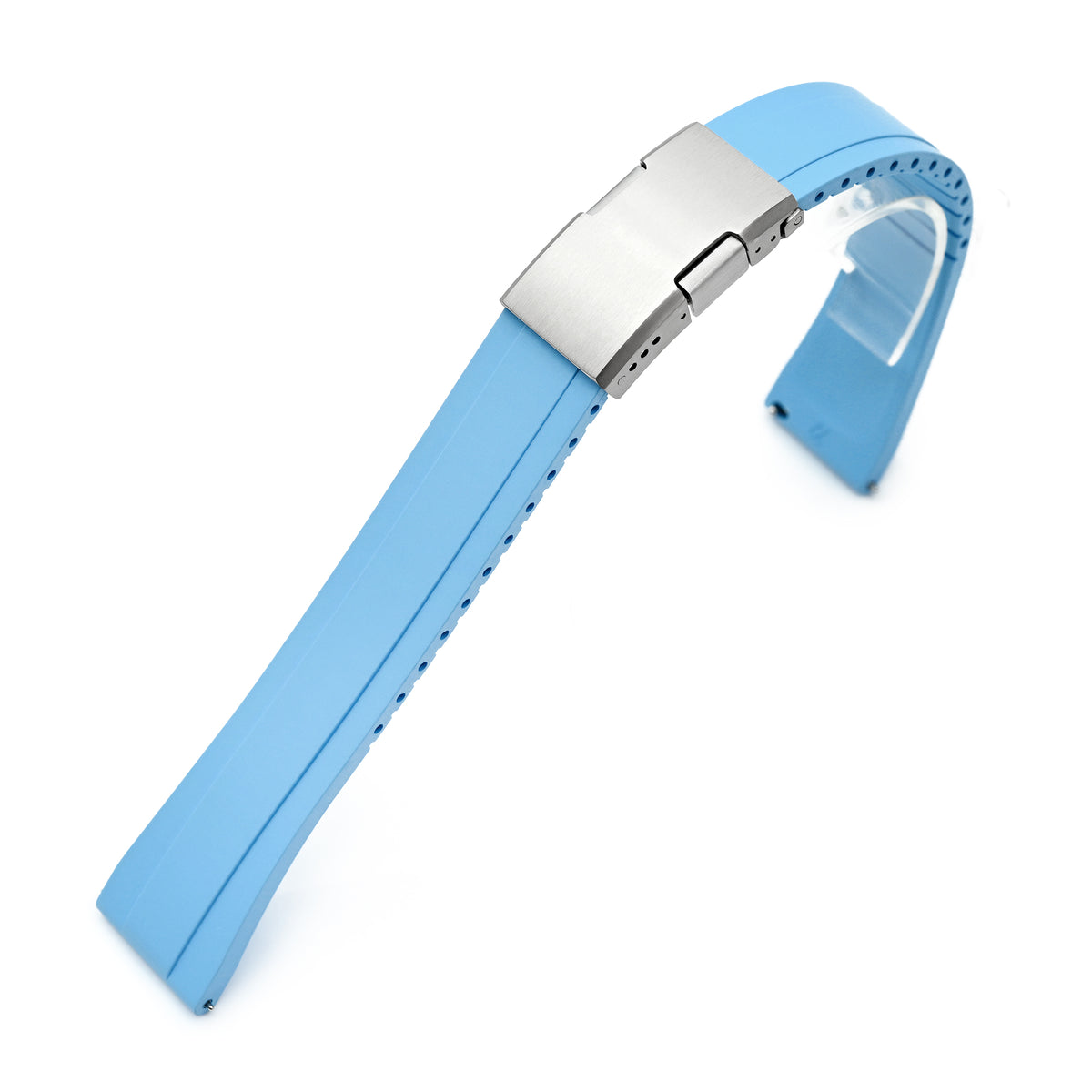Quick Release FKM27 Sky Blue Titanium Slinea Clasp FKM Rubber watch strap, 20mm or 22mm Strapcode watch bands