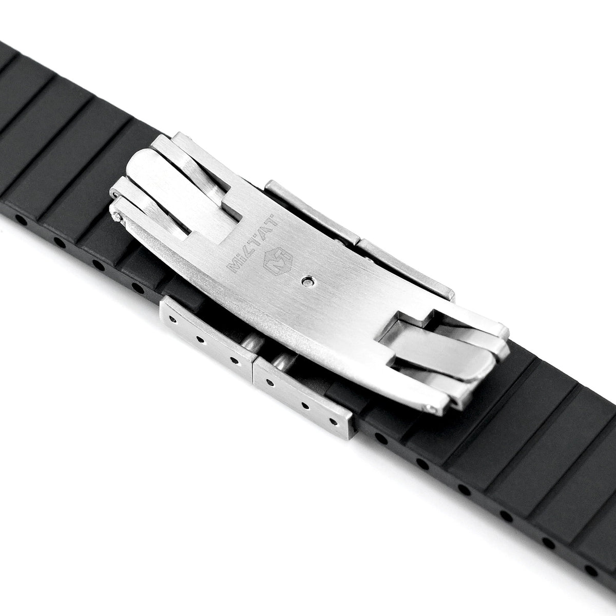 20mm FKM32 Black Rubber Quick Release Watch Band, Deployment Clasp Strapcode watch bands