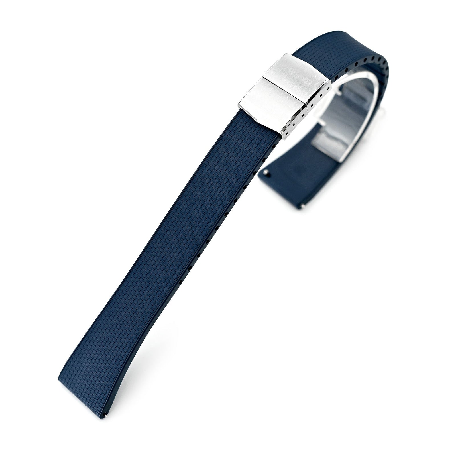 20mm FKM32 Navy Blue Rubber Quick Release Watch Band, Deployment Clasp Strapcode watch bands