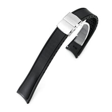 20mm or 22mm FKM34 Black Rubber Quick Release Watch Band, Deployment Clasp Strapcode watch band