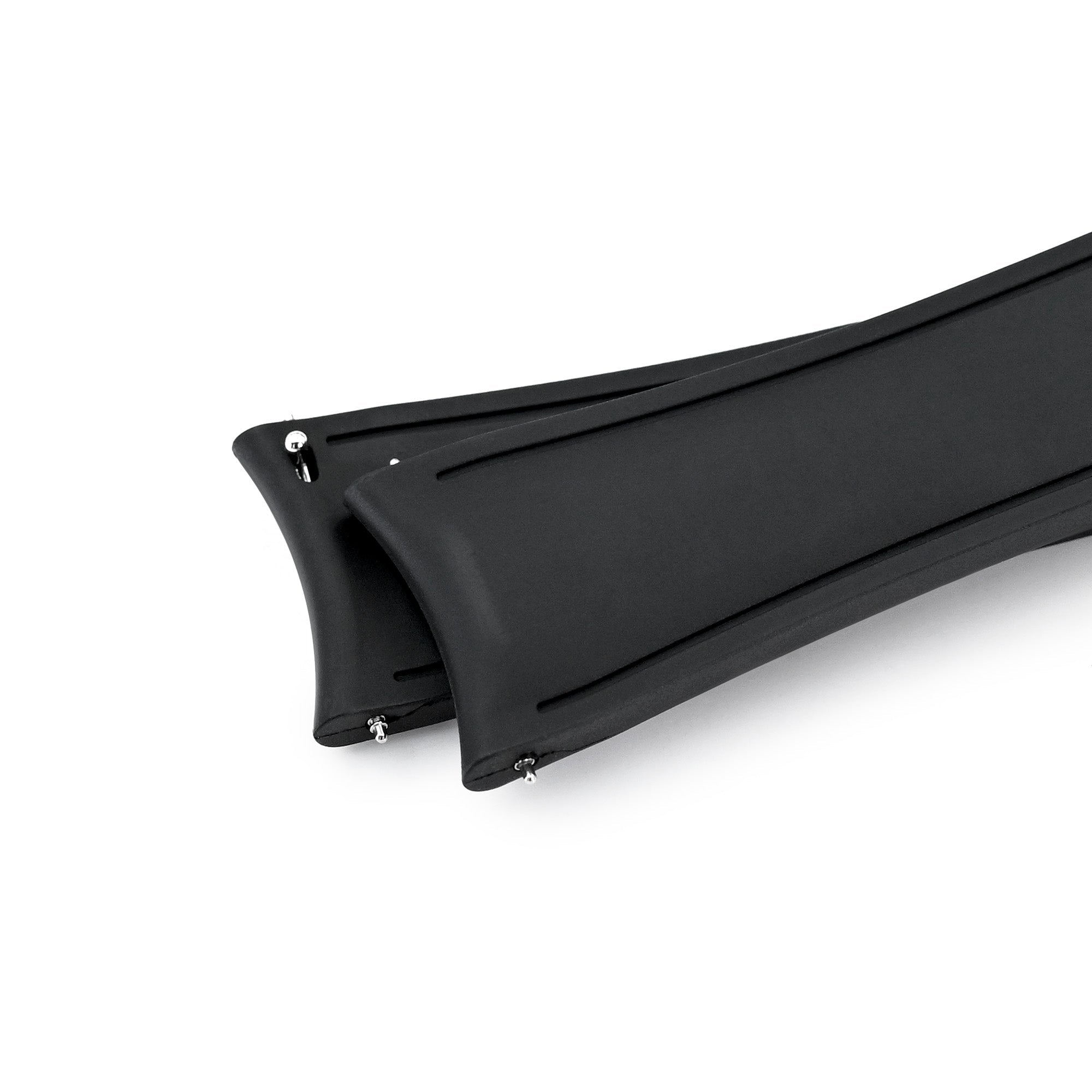 20mm or 22mm FKM34 Black Rubber Quick Release Watch Band, Deployment Clasp Strapcode watch band