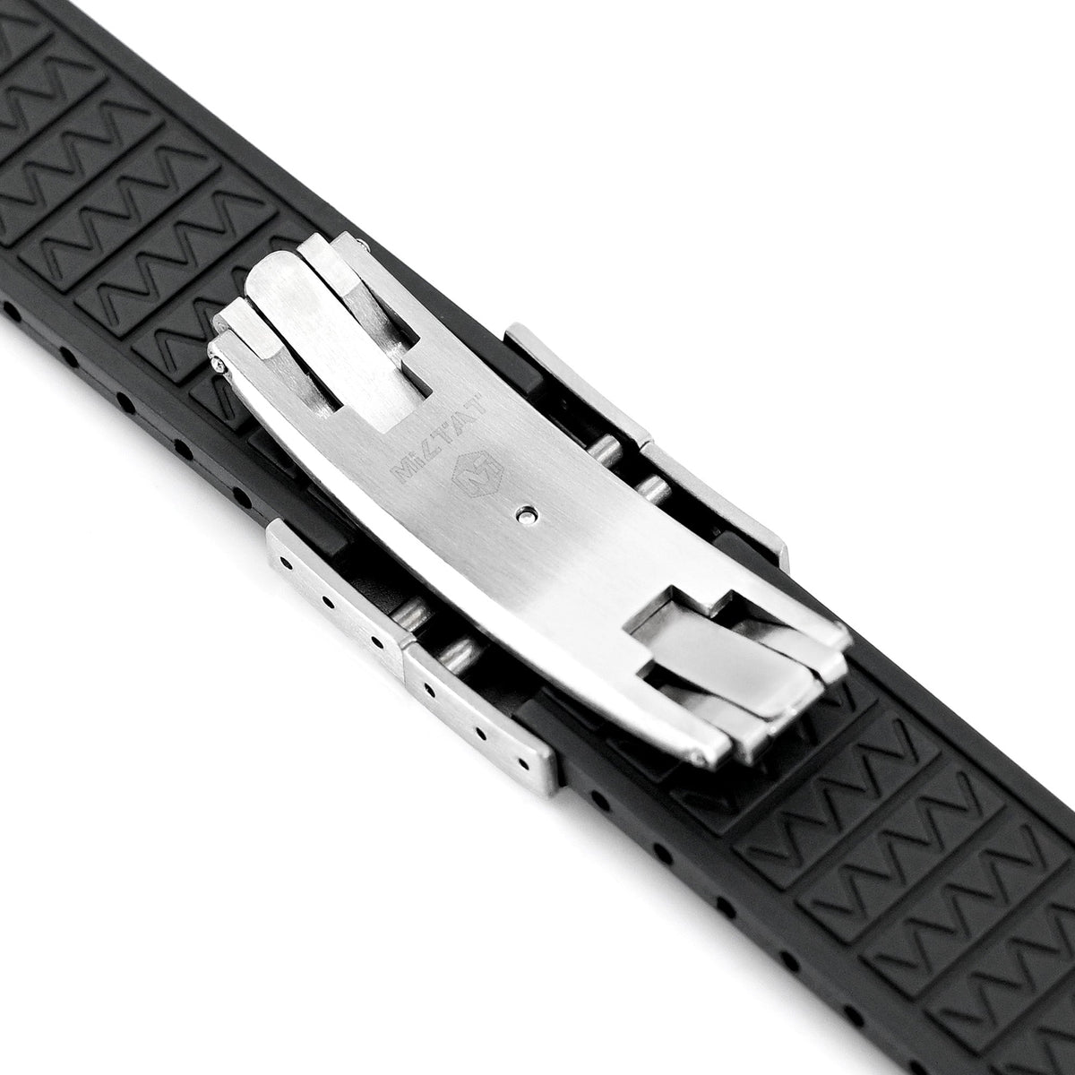 20mm or 22mm FKM34 Black Rubber Quick Release Watch Band, Deployment Clasp Strapcode watch band