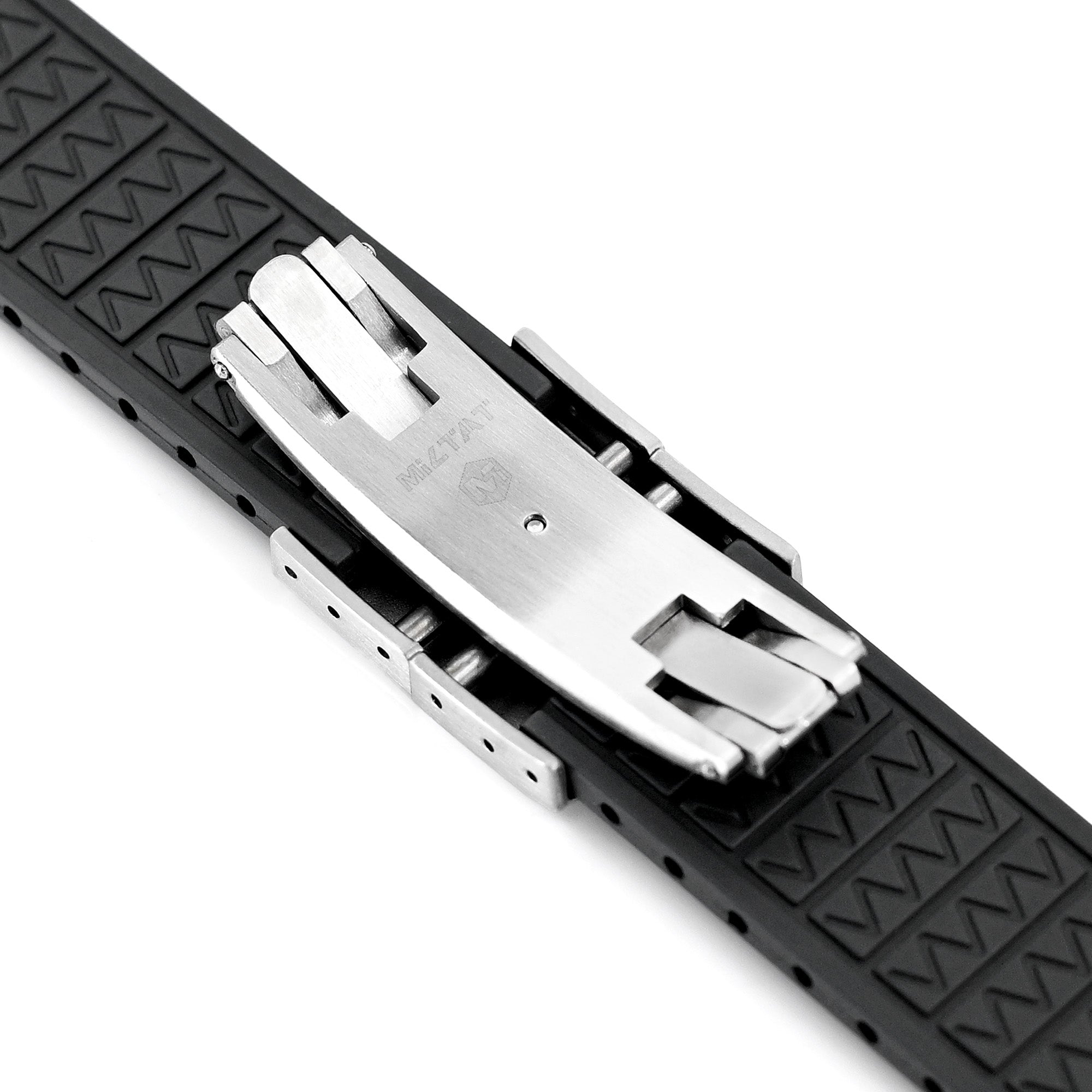 20mm or 22mm FKM34 Black Rubber Quick Release Watch Band, Deployment Clasp Strapcode watch band