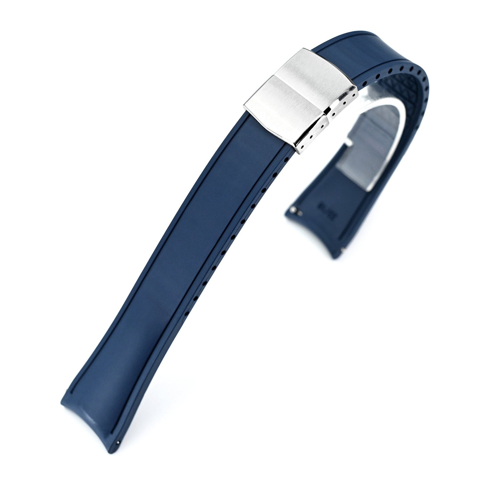 20mm or 22mm FKM34 Navy Blue Rubber Quick Release Watch Band, Deployment Clasp Strapcode watch band