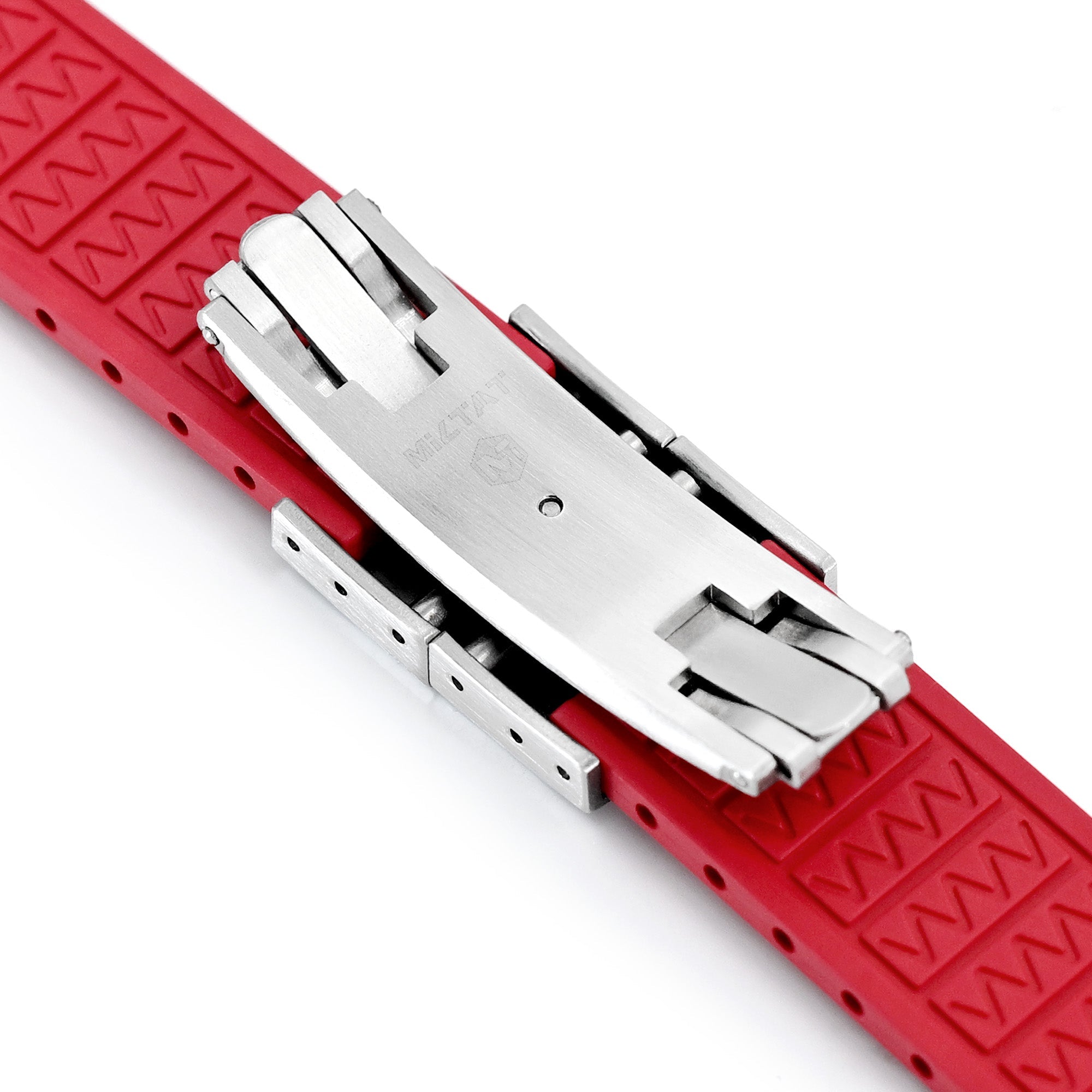 20mm or 22mm FKM34 Red Rubber Quick Release Watch Band, Deployment Clasp Strapcode watch band