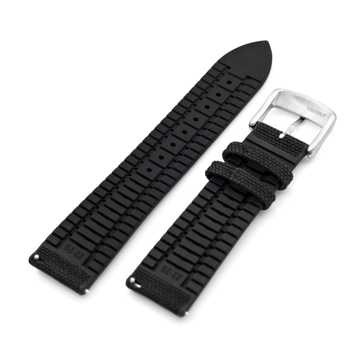 Black FKM35 Sailcloth FKM Quick Release Rubber Watch Band, 19mm to 22mm  Strapcode watch bands