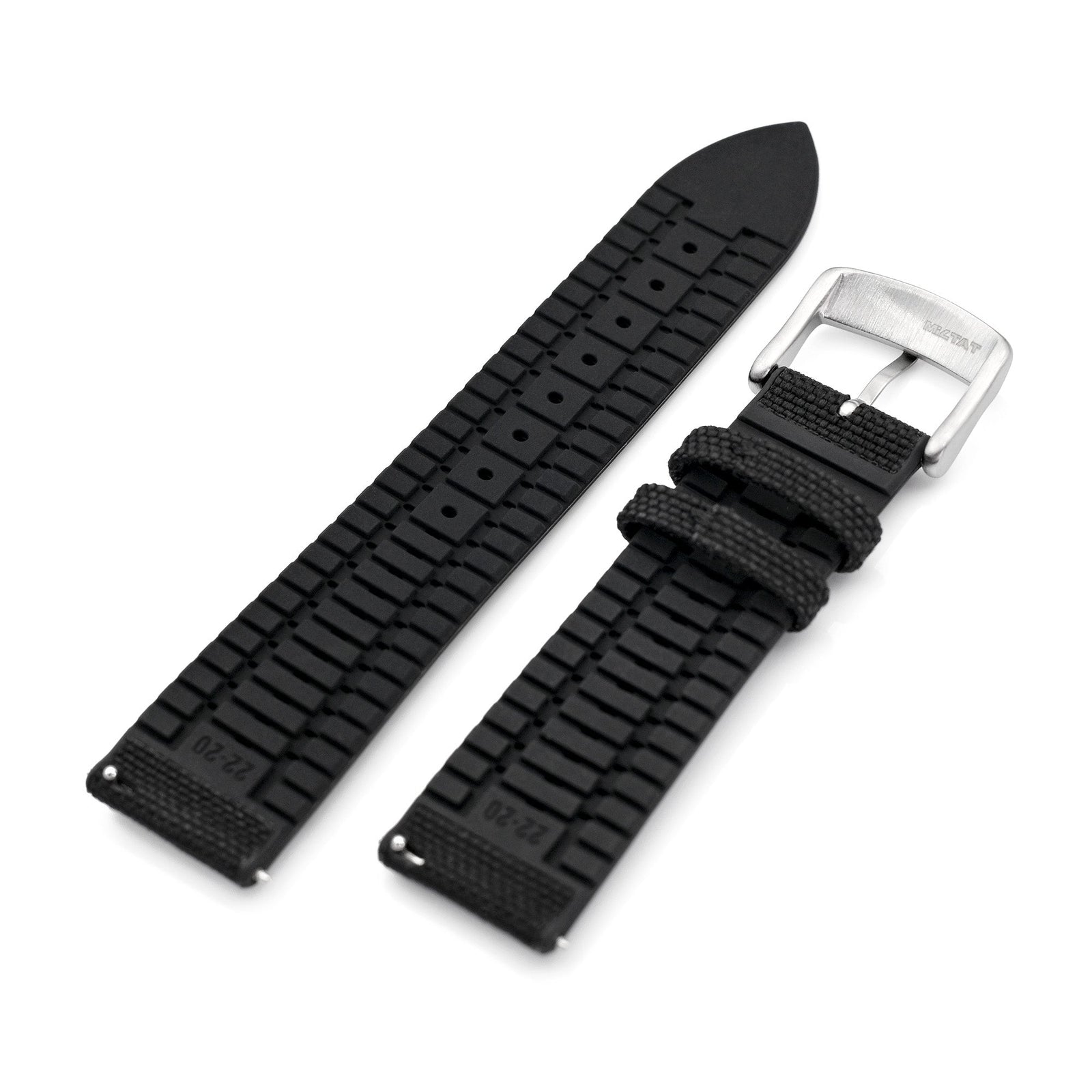Black FKM35 Sailcloth FKM Quick Release Rubber Watch Band, 19mm to 22mm  Strapcode watch bands