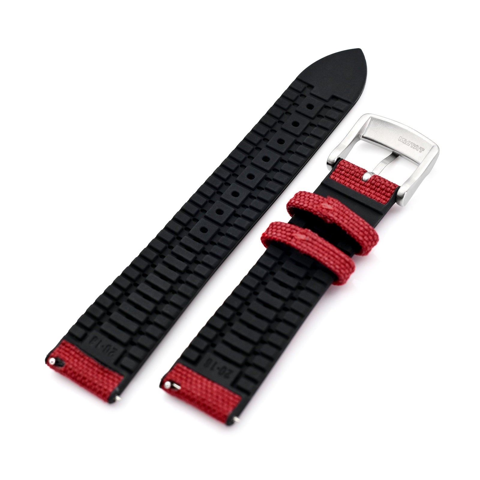 Red FKM35 Sailcloth FKM Quick Release Rubber Watch Band, 20mm  Strapcode watch bands