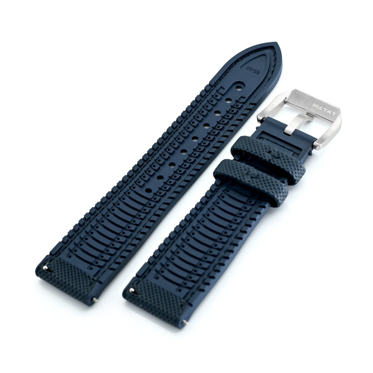 FKM38 Navy Blue FKM Quick Release Rubber Watch Band, Brushed, 20mm or 22mm Strapcode watch bands