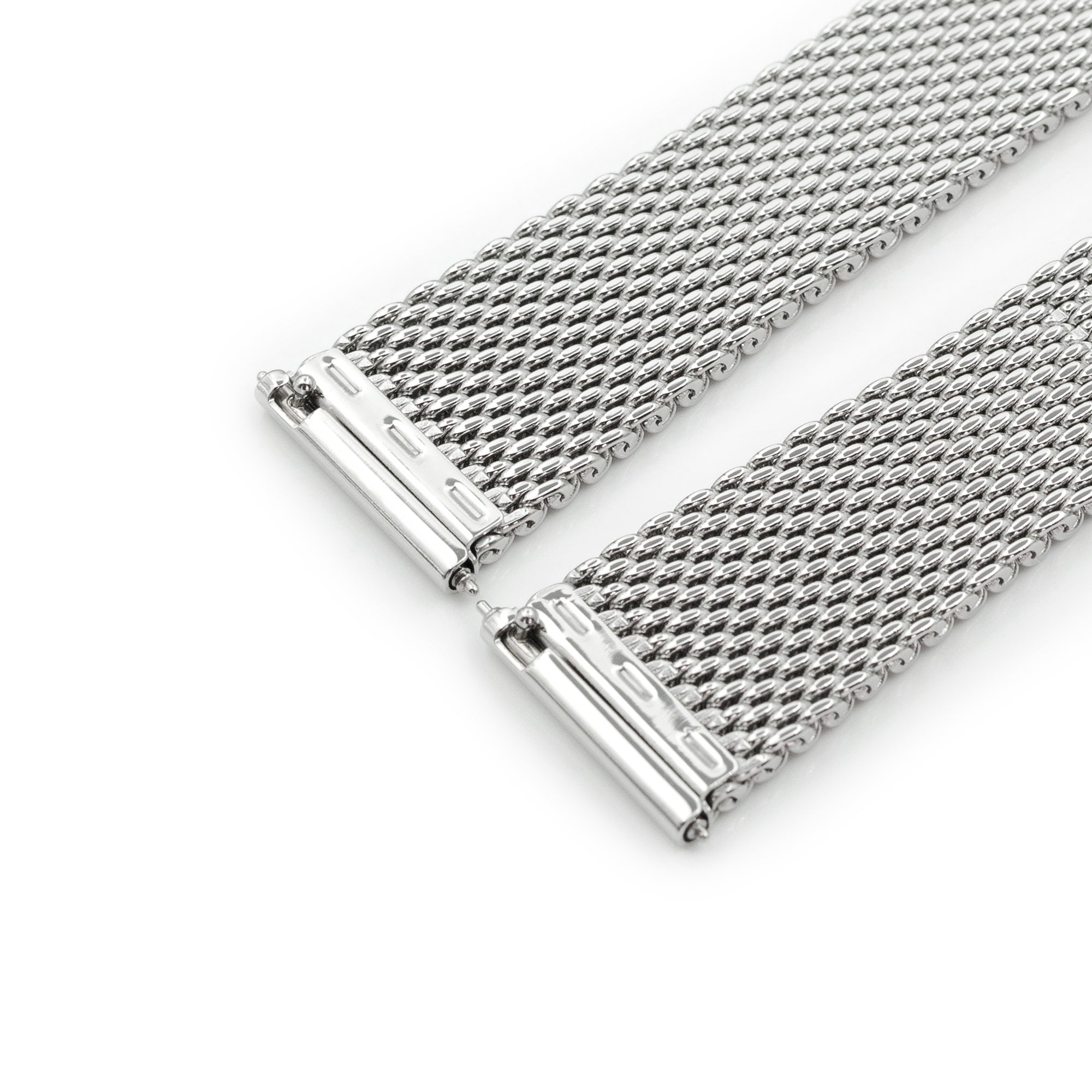 Quick Release Tapered Milanese Mesh Watch Band, 18mm, 19mm, 20mm, 21mm or 22mm, Polished