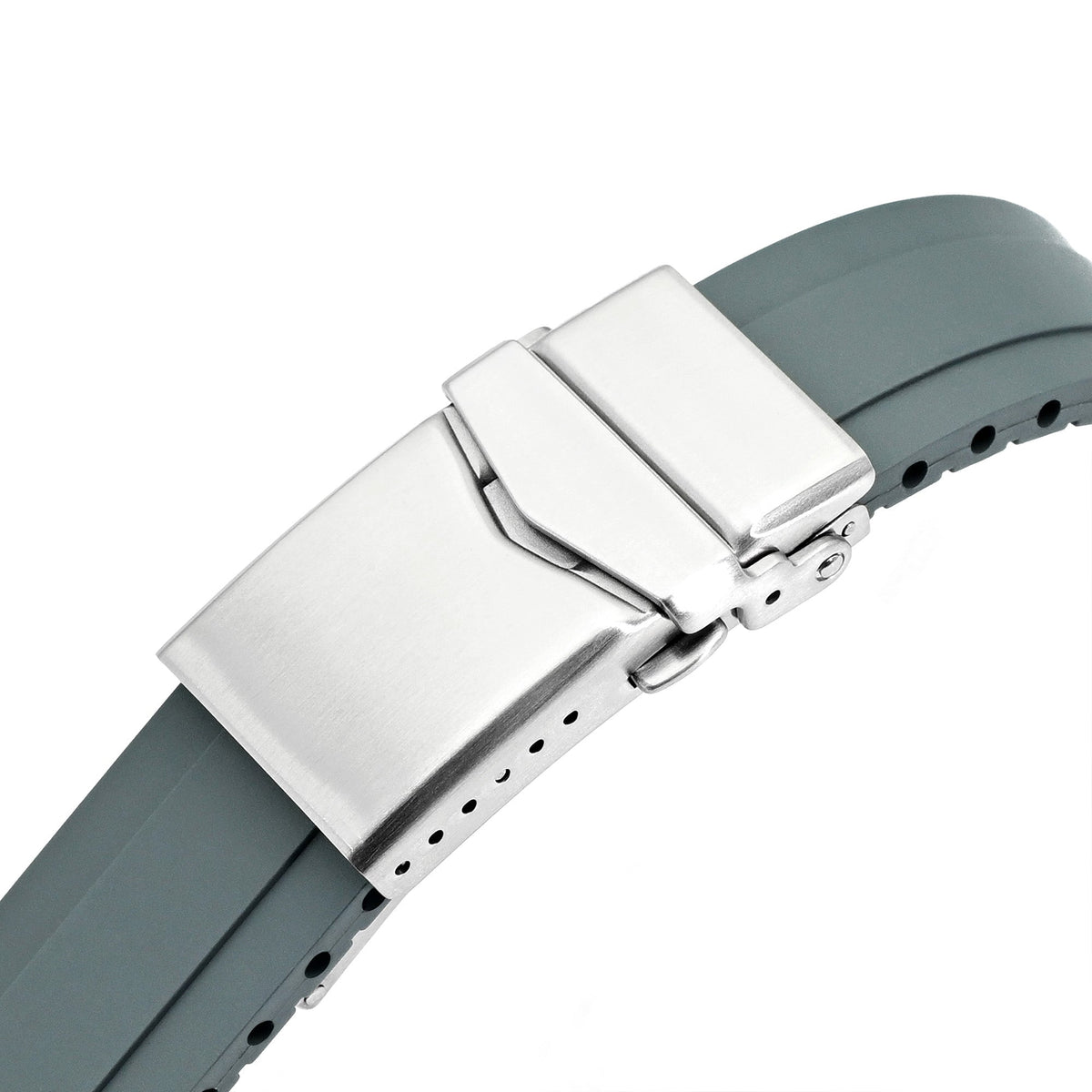 20mm Crafter Blue - MX03-117 Light Grey FKM Rubber Strap With End Links compatible with Seiko Alpinist SARB017 Strapcode watch bands