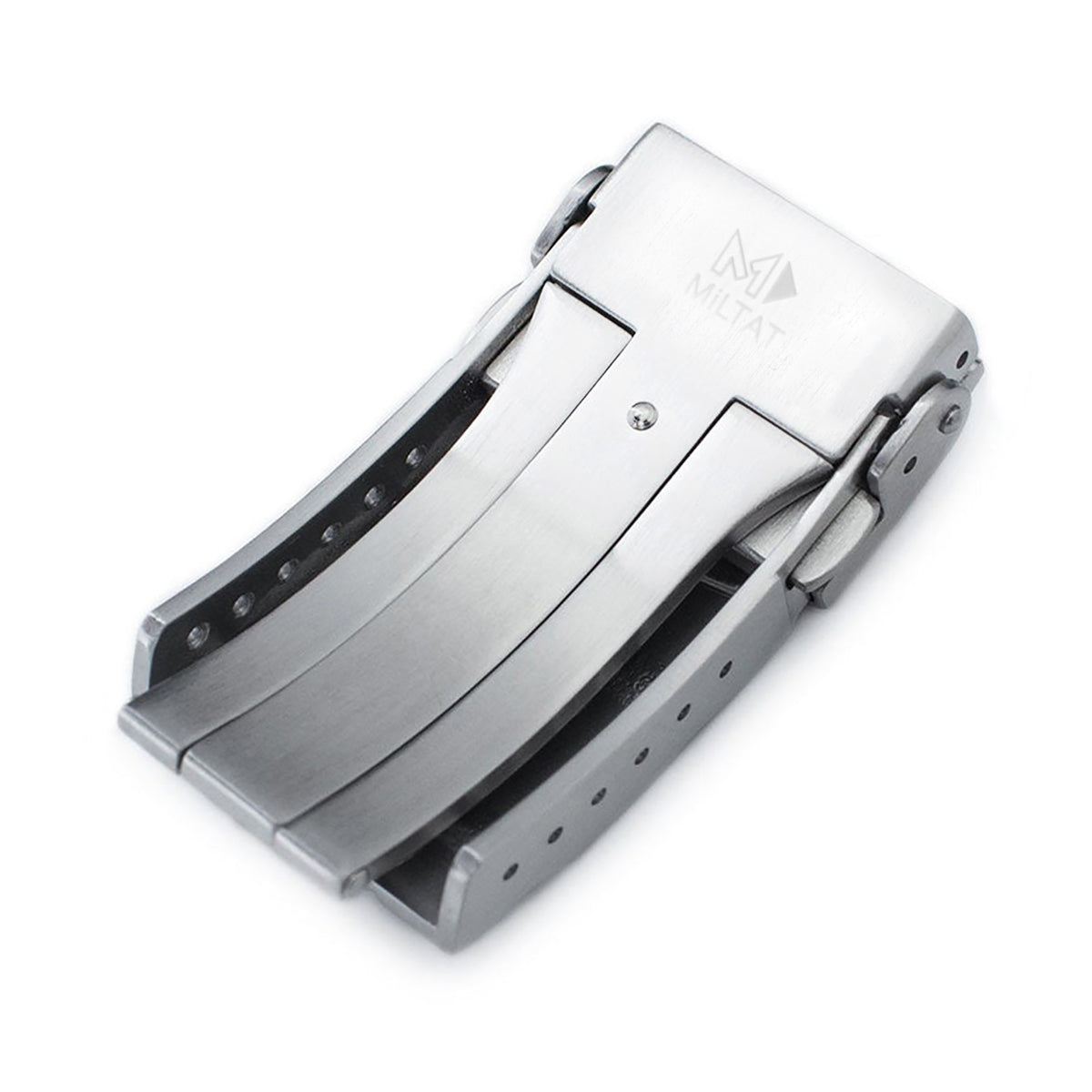 18mm or 20mm Solid 316L Stainless Steel Double Locks SUB Diver Clasp, Button Control, Polished &amp; Brushed