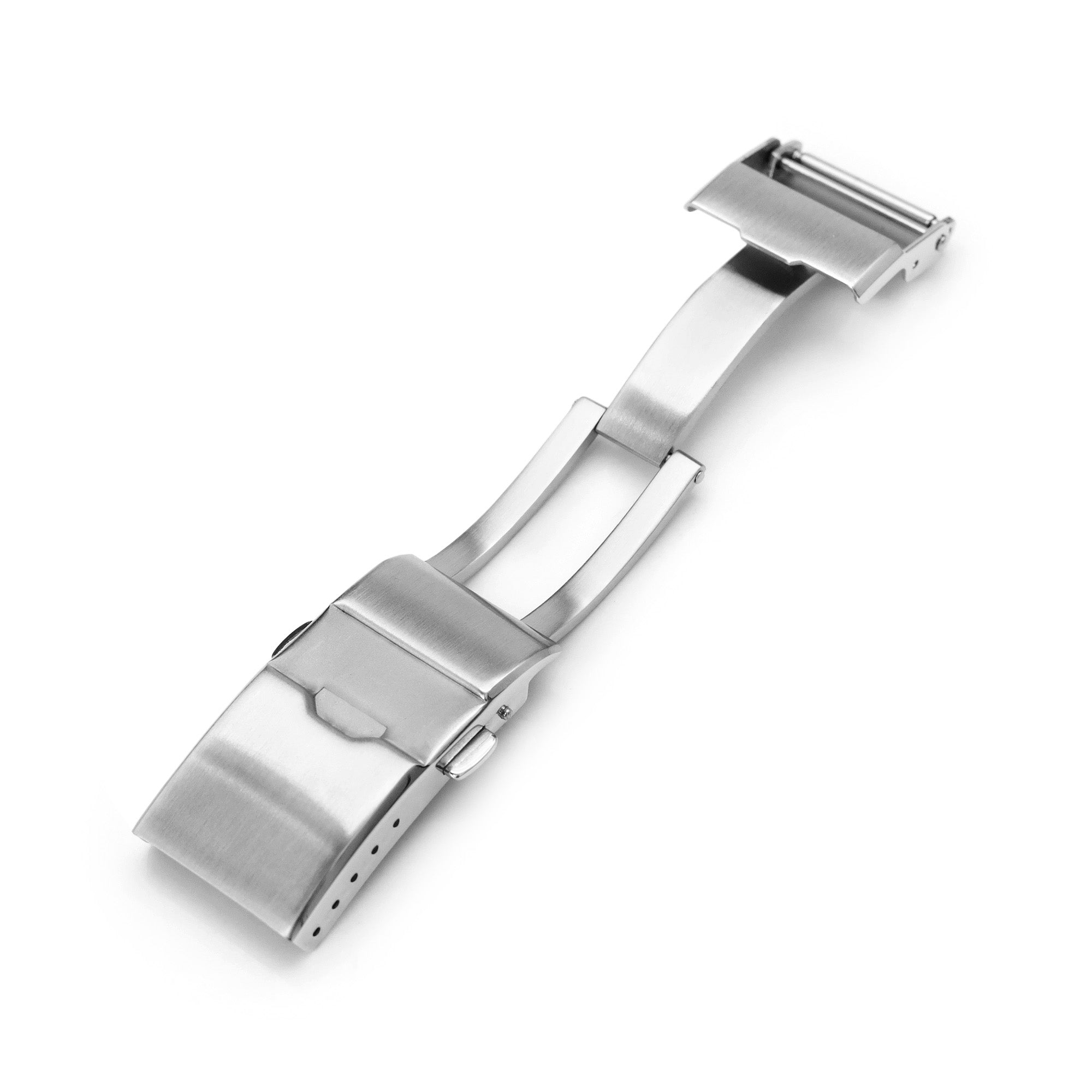 Baton Clasp Tri-Fold Stainless Steel Watch Band Buckle, 16mm or 18mm Brushed