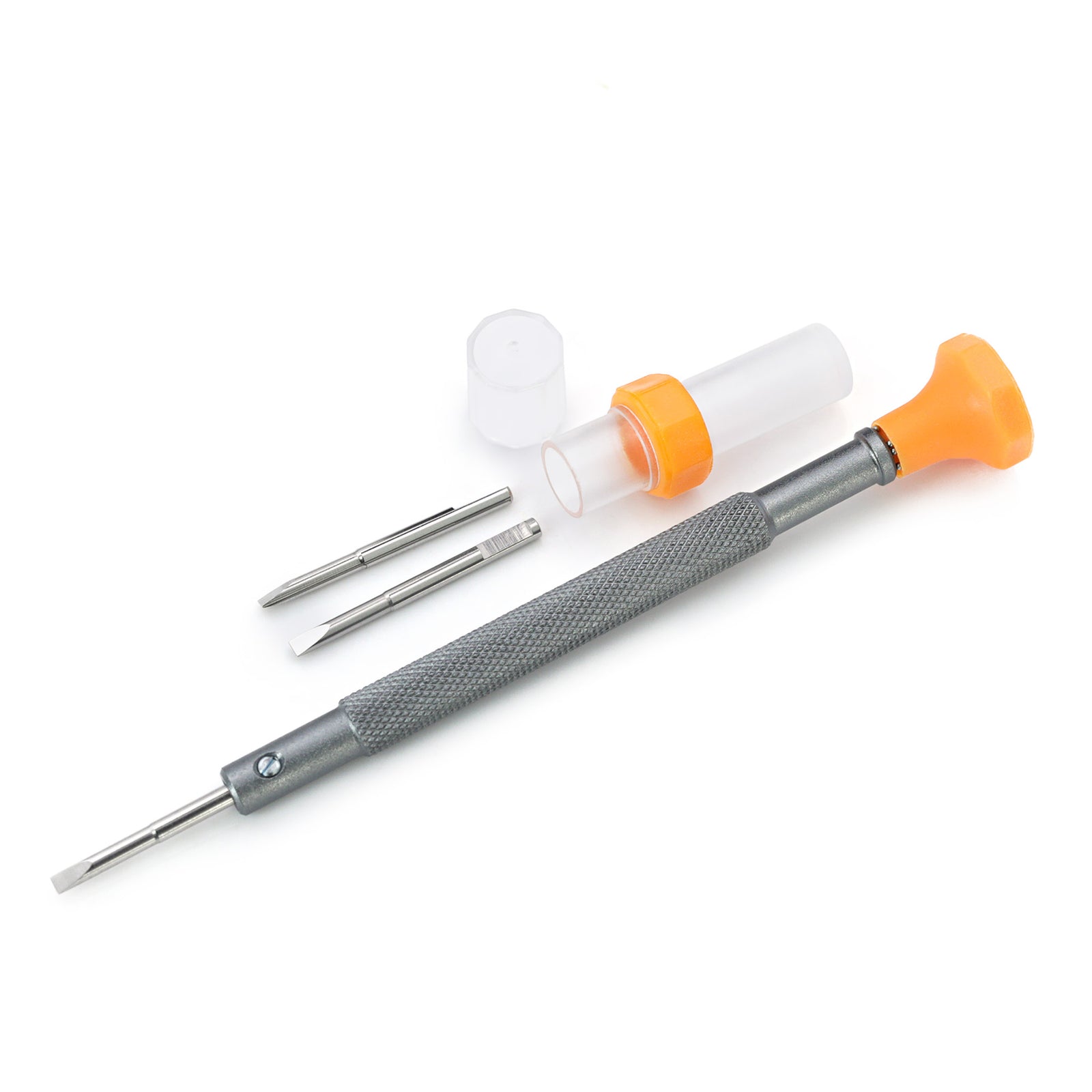 مفك براغي صغير لرؤوس مسطحة مع شفرات احتياطية لأحزمة الساعات (5 مقاسات: 1.0 مم، 1.2 مم، 1.4 مم، 1.6 مم، 1.8 مم)