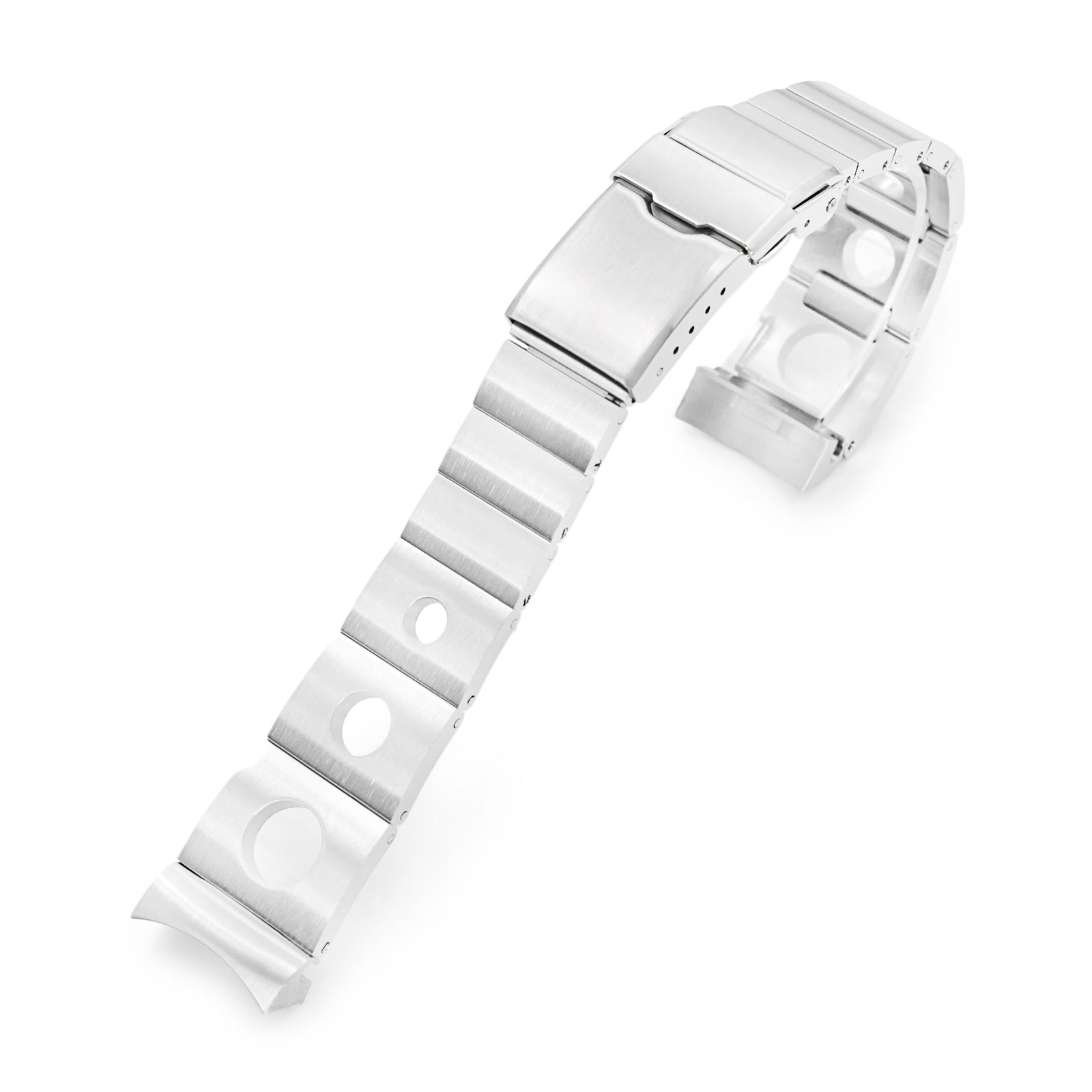 20mm Rollball II Watch Band for Seiko 5 Sports 38mm SRPK29 SRPK31 SRPK33 SRPM07, Stainless Steel - Brushed, Baton Diver Clasp