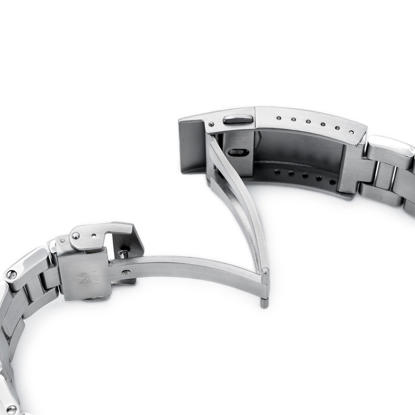 20mm Retro Shaver Blade QR Watch Band Straight End Quick Release, 316L Stainless Steel Brushed V-Clasp