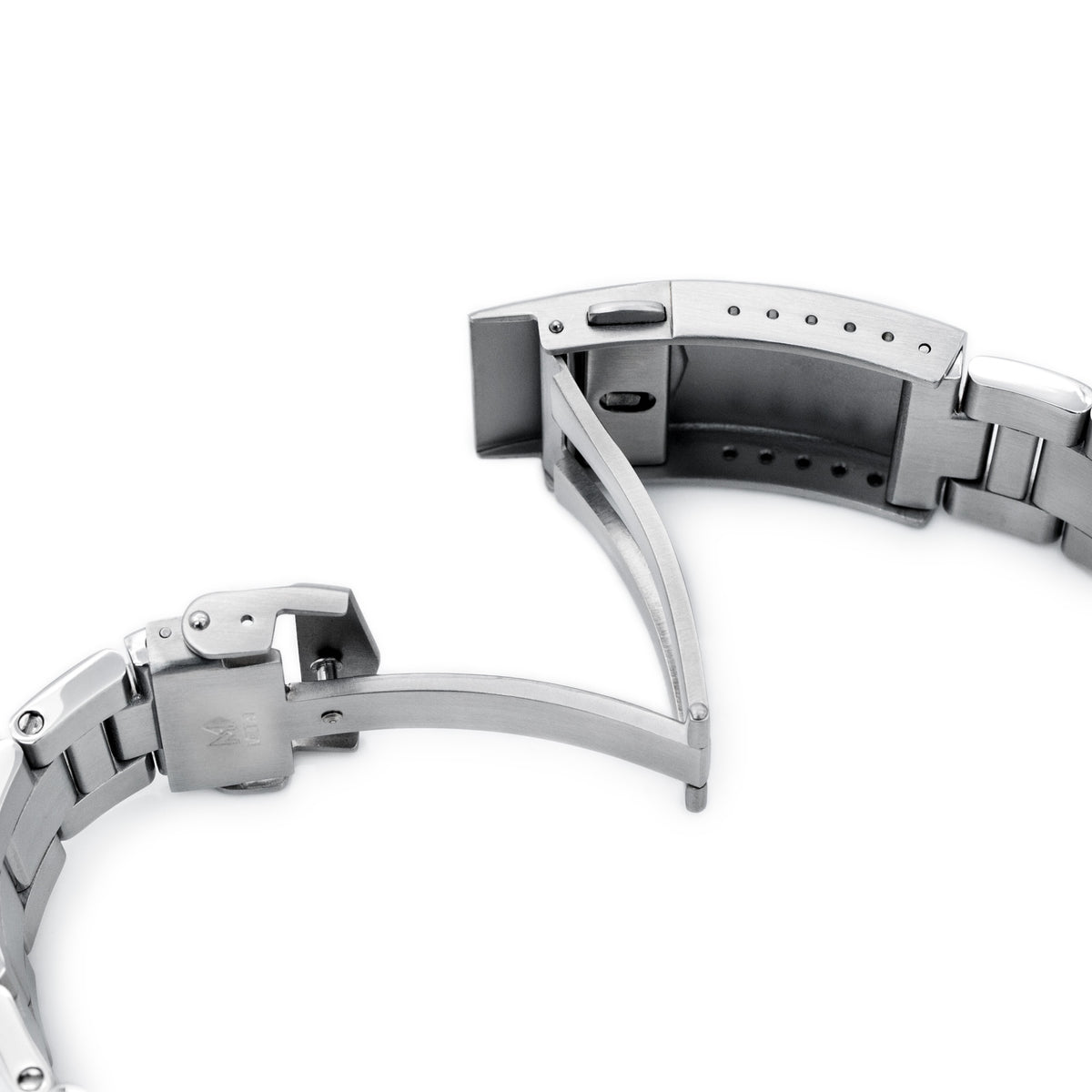 20mm Retro Shaver Blade Watch Band compatible with Seiko SKX013, 316L Stainless Steel Brushed V-Clasp