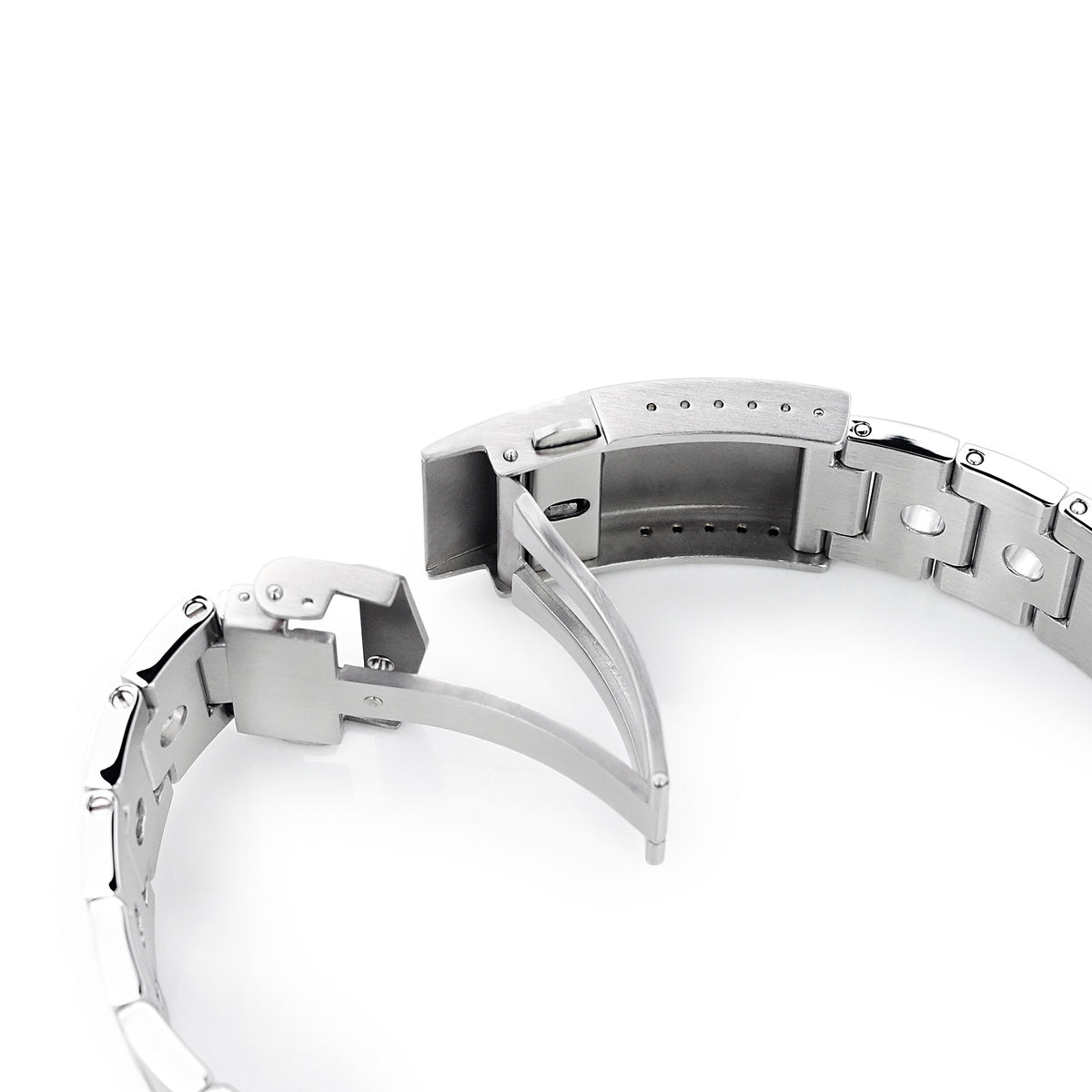 Correa de reloj Rollball 22mm extremo recto, acero inoxidable 316L cepillado, cierre en V