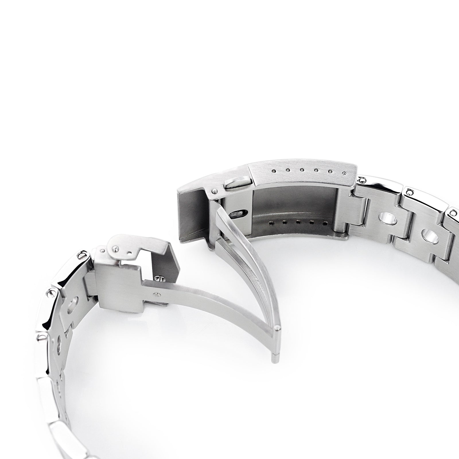 Correa de reloj Rollball 22mm extremo recto, acero inoxidable 316L cepillado, cierre en V
