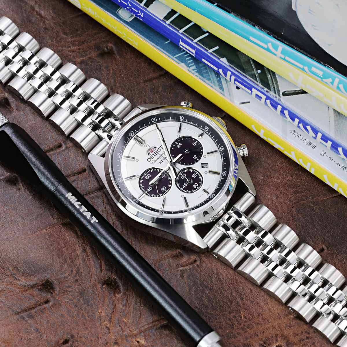 22mm Angus-J Louis JUB Watch Band Straight End 1.8 Universal Ver., 316L Stainless Steel Brushed V-Clasp