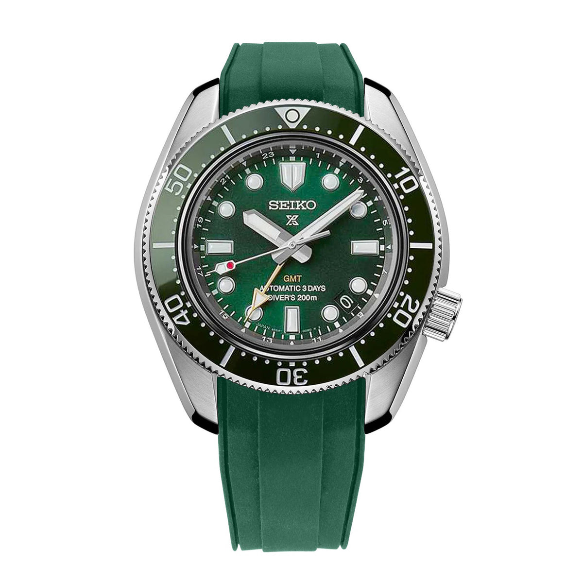 StrapXPro - SBX1A Rubber Strap for Seiko Prospex 1968 Diver&#39;s Modern Re-interpretation MM200 GMT Series SPB381, Green