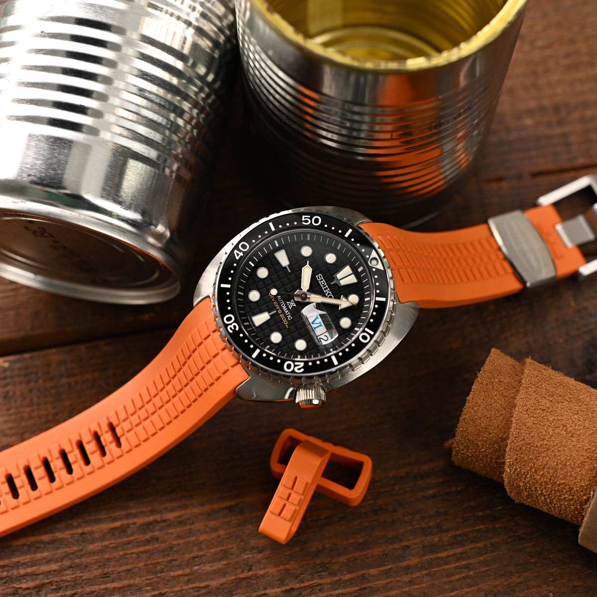 Cinturino in gomma arancione Crafter Blue CB12 22mm per Seiko Turtle
