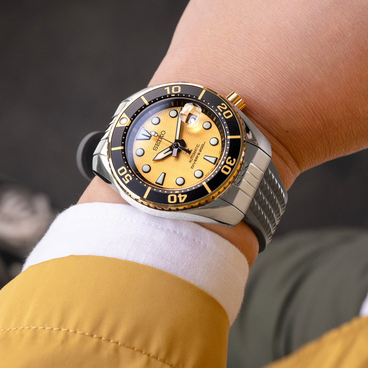 チャッフル ミリタリーグレー FKMラバー時計バンド、20mmまたは22mm