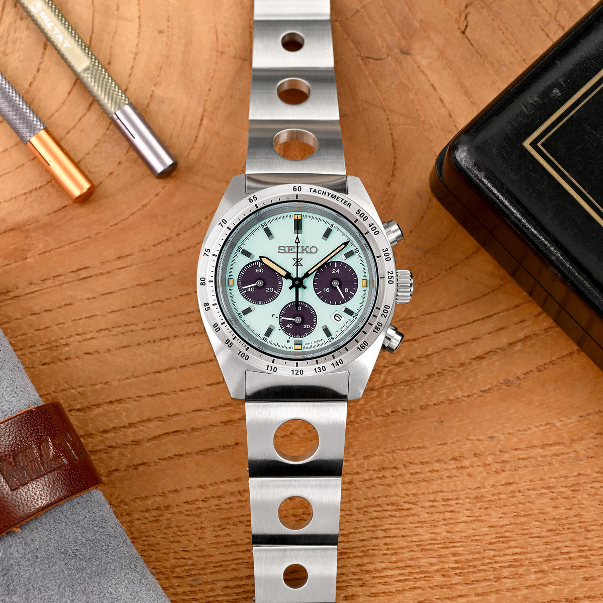 Cinturino Rollball II 20mm per Seiko Prospex Speedtimer SSC813 SSC815 SSC817, Acciaio Inox - Satinato, Chiusura V Diver