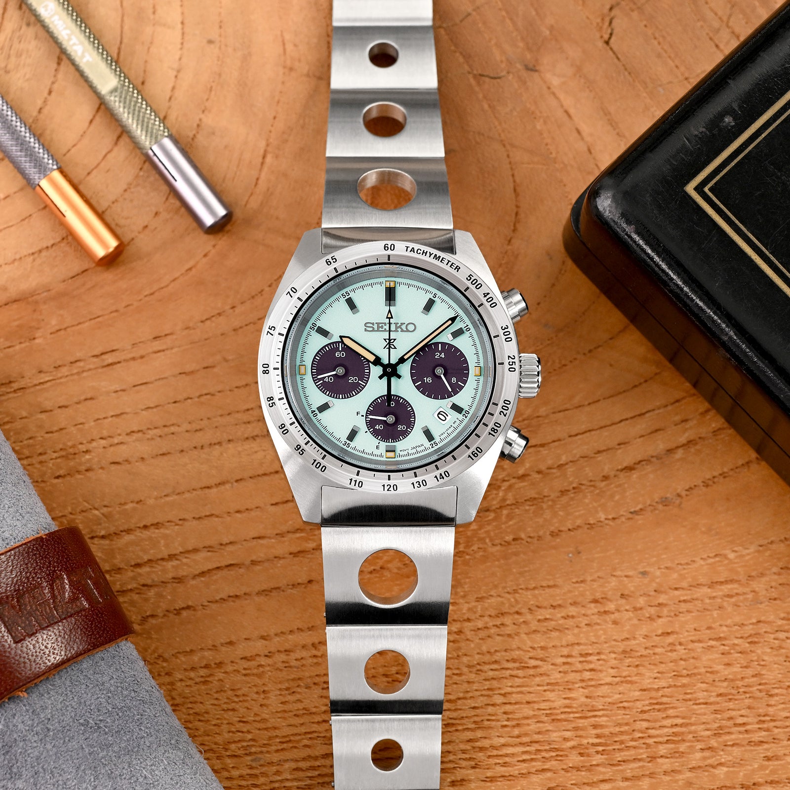 Cinturino Rollball II 20mm per Seiko Prospex Speedtimer SSC813 SSC815 SSC817, Acciaio Inox - Satinato, Chiusura V Diver