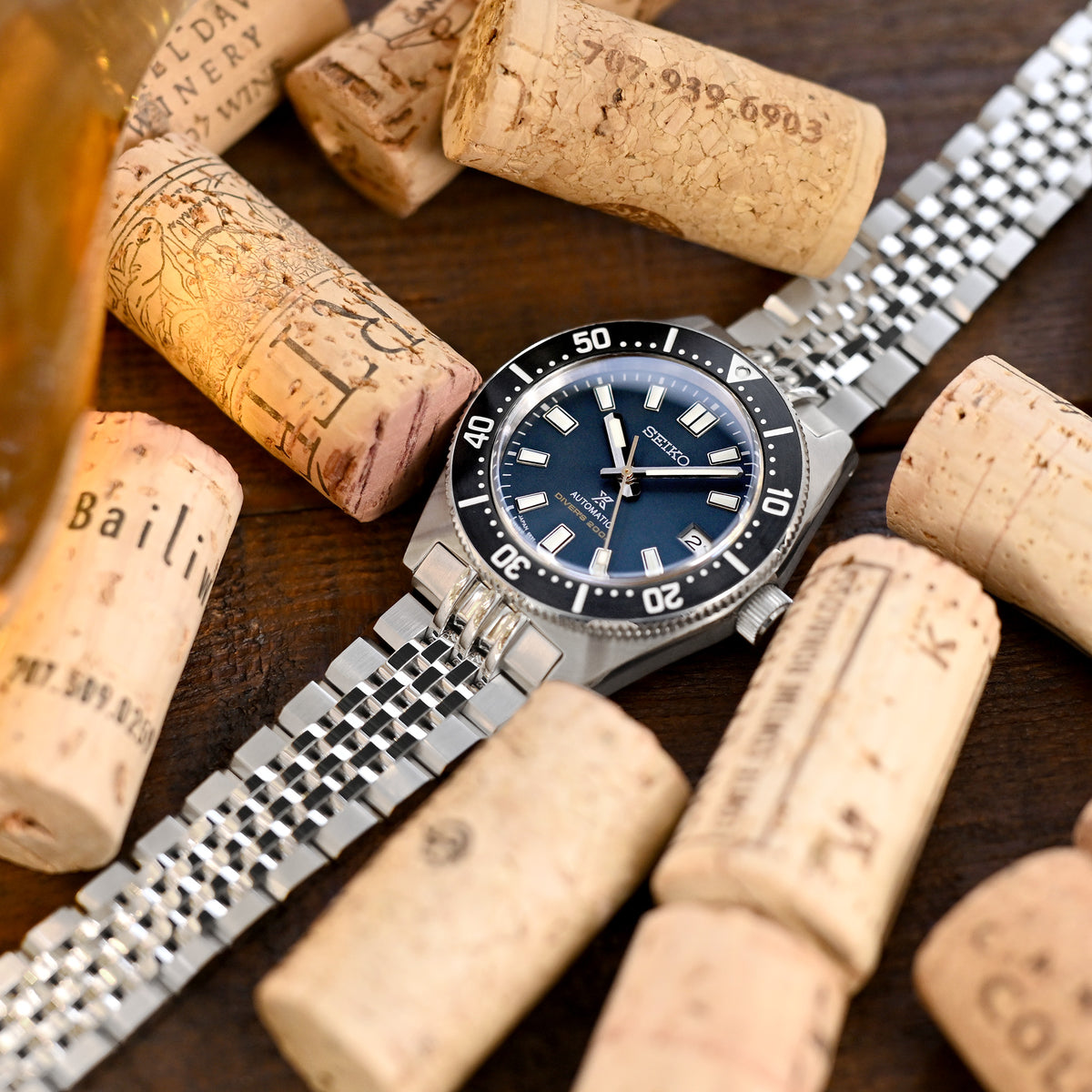 سوار ساعة أسترويد 20 مم لساعات سيكو 62MAS (63MAS) 40.5 مم SPB143 SPB149 SBDC101، ستانلس ستيل - مصقول مع وسط لامع، مشبك غطس V