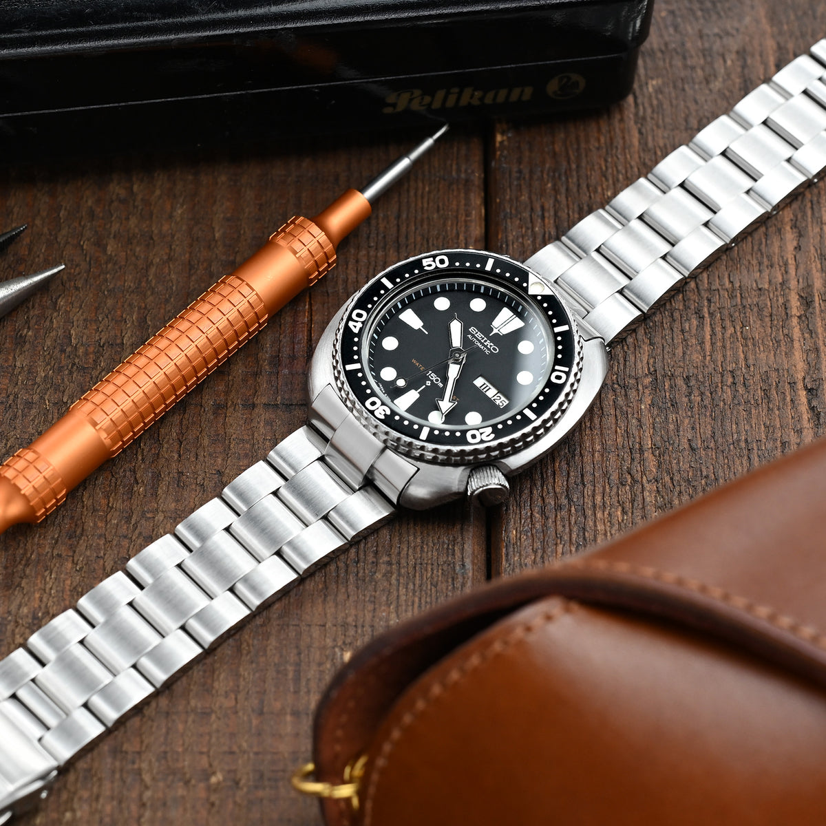 22mm Super-O Boyer Watch Band compatible with Seiko 6309-7040  and 6306-7001, 316L Stainless Steel Brushed V-Clasp