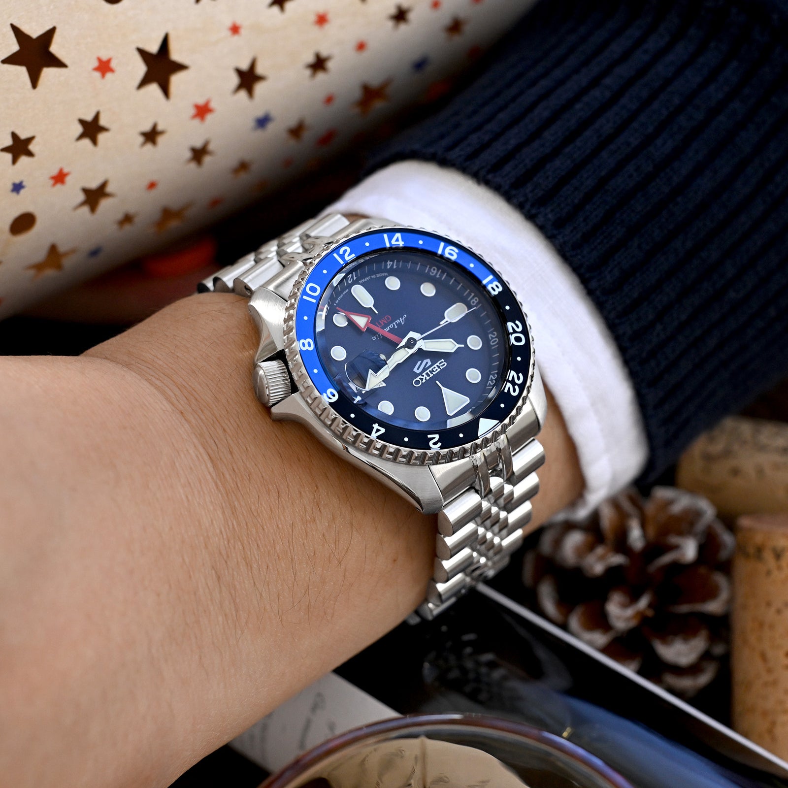 Super-J Louis 22mm Stainless Steel Bracelet for Seiko GMT SSK001 SSK003