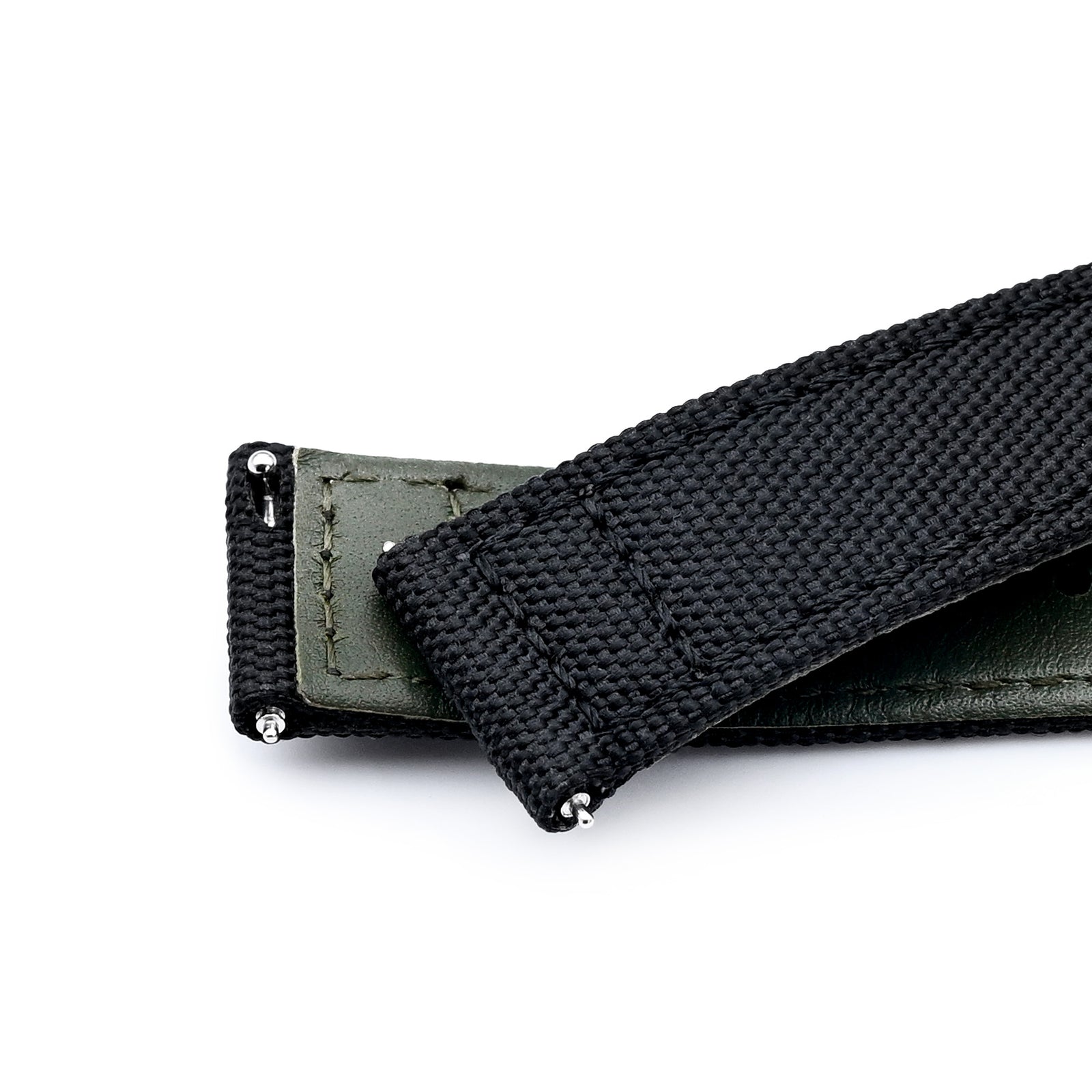 Q.R. 18mm Black Sailcloth Watch Band with leather lining Strapcode watch bands