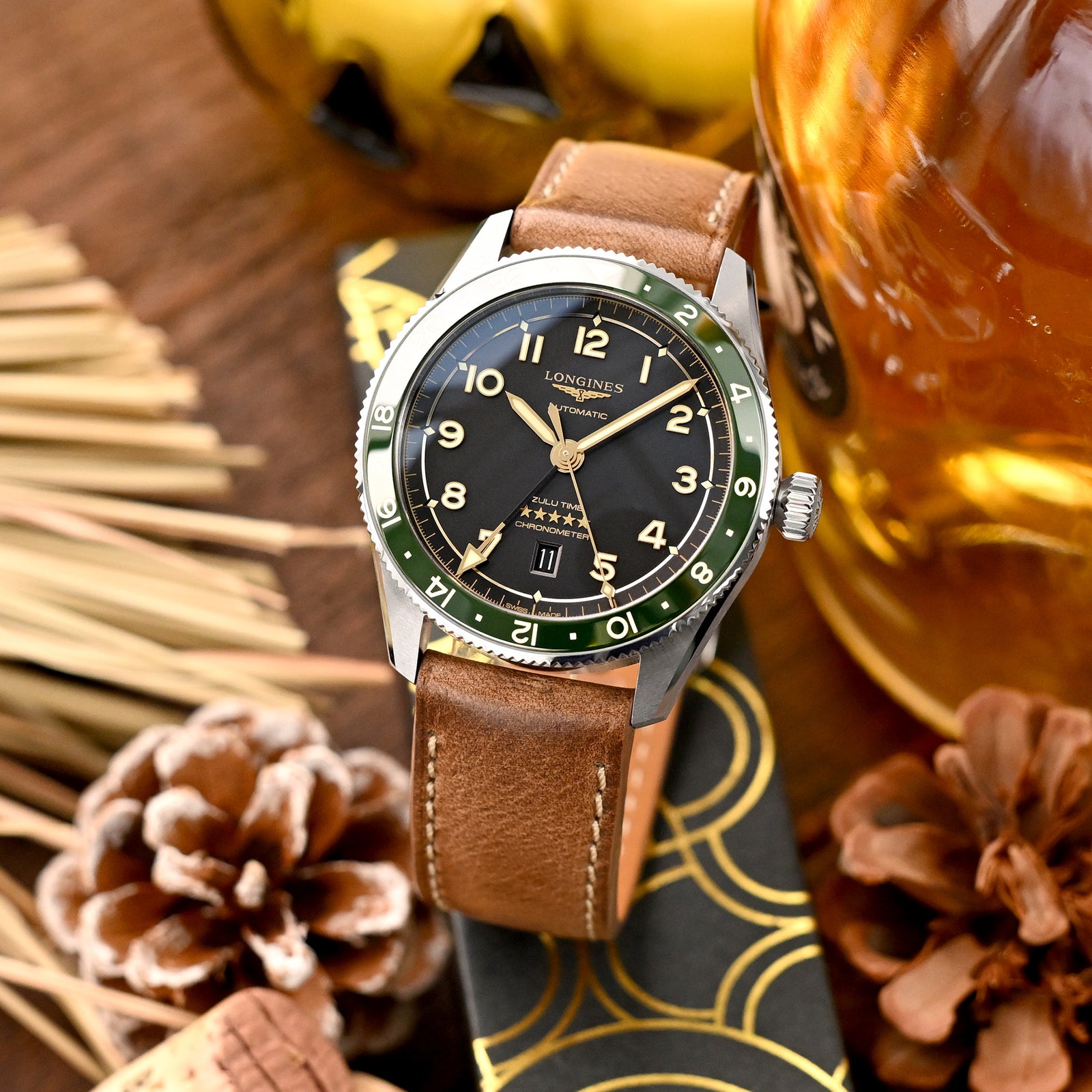 Pam Collection, Vintage Brown Horween Chromexcel Leather Watch Strap for Panerai, Beige Stitching