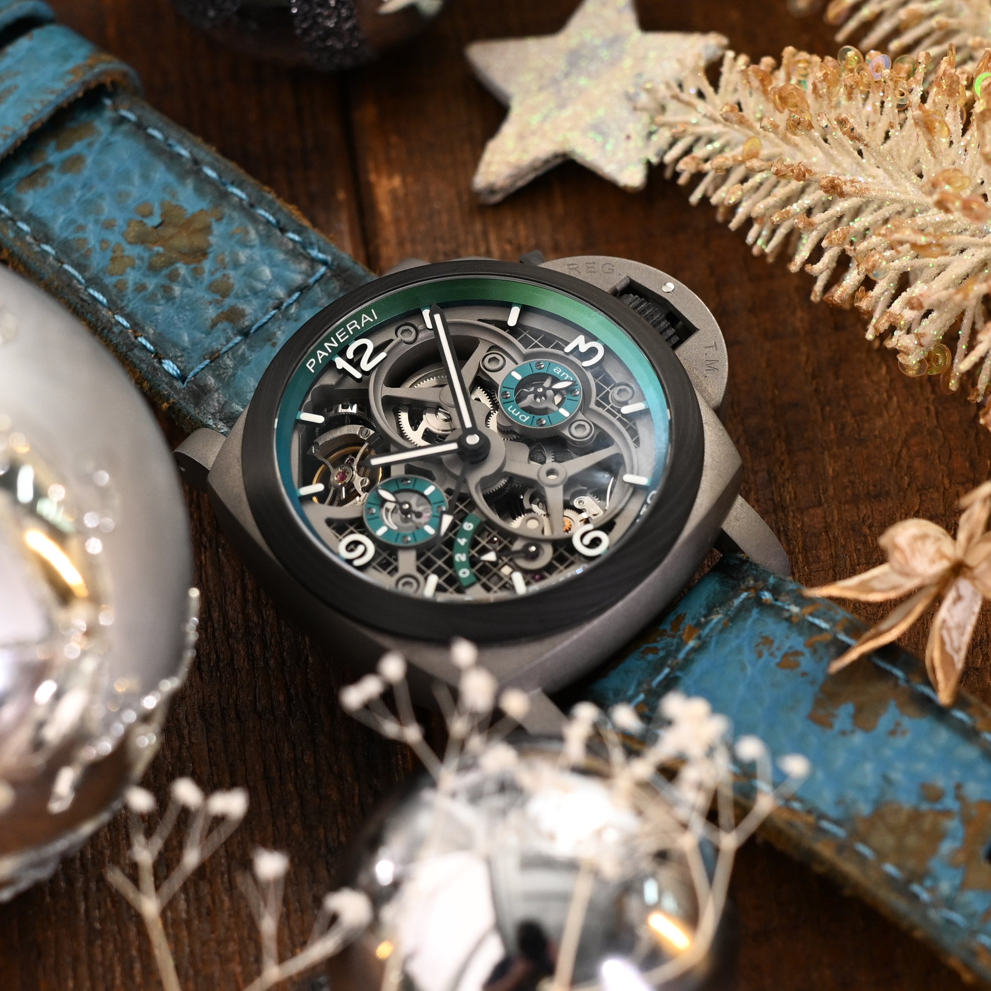 27mm Gunny X MT Coral Blue Handmade Leather Watch Band Strapcode watch bands