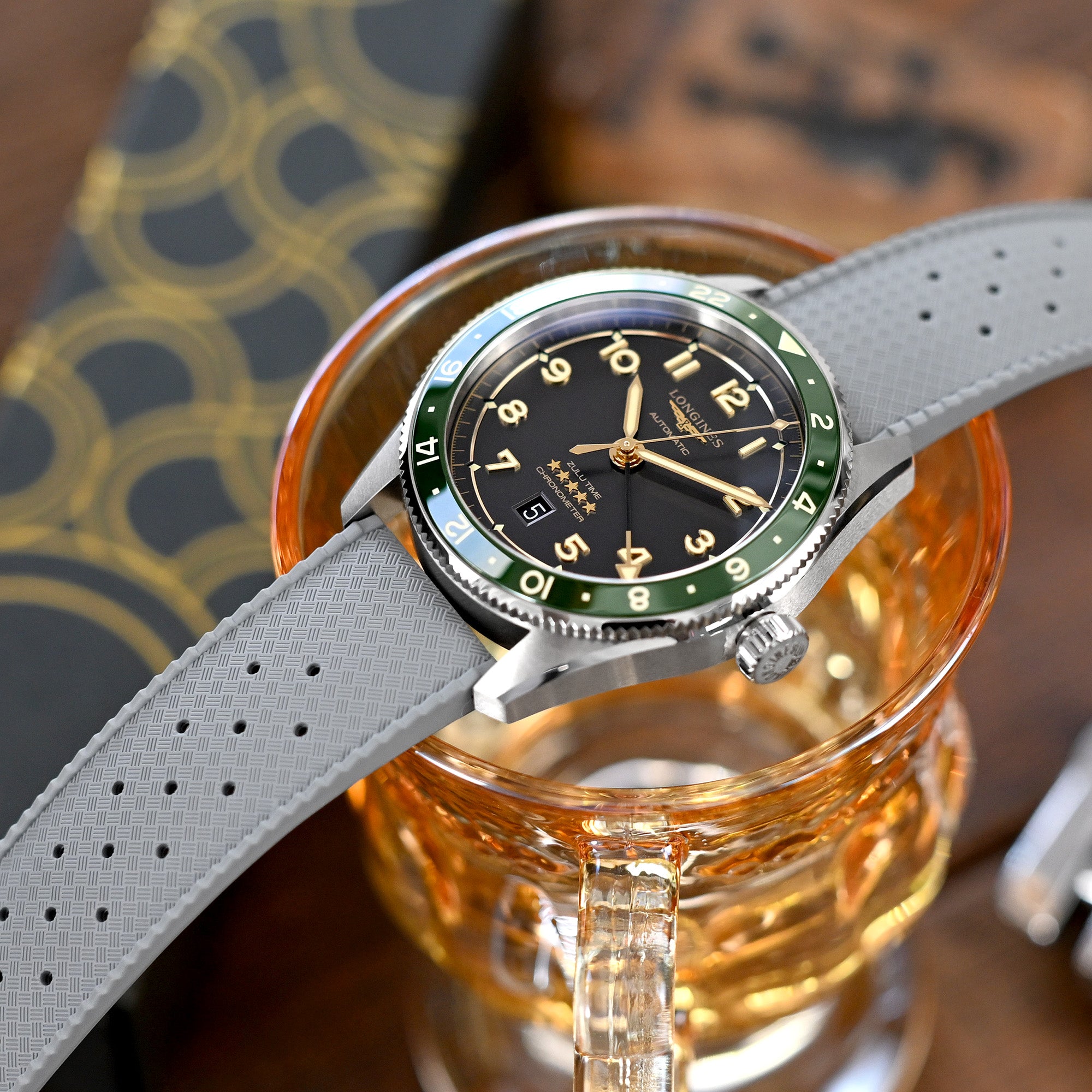 Quick Release Grey Tropical-Style Pro FKM rubber watch strap, 20mm or 22mm Strapcode Watch Bands