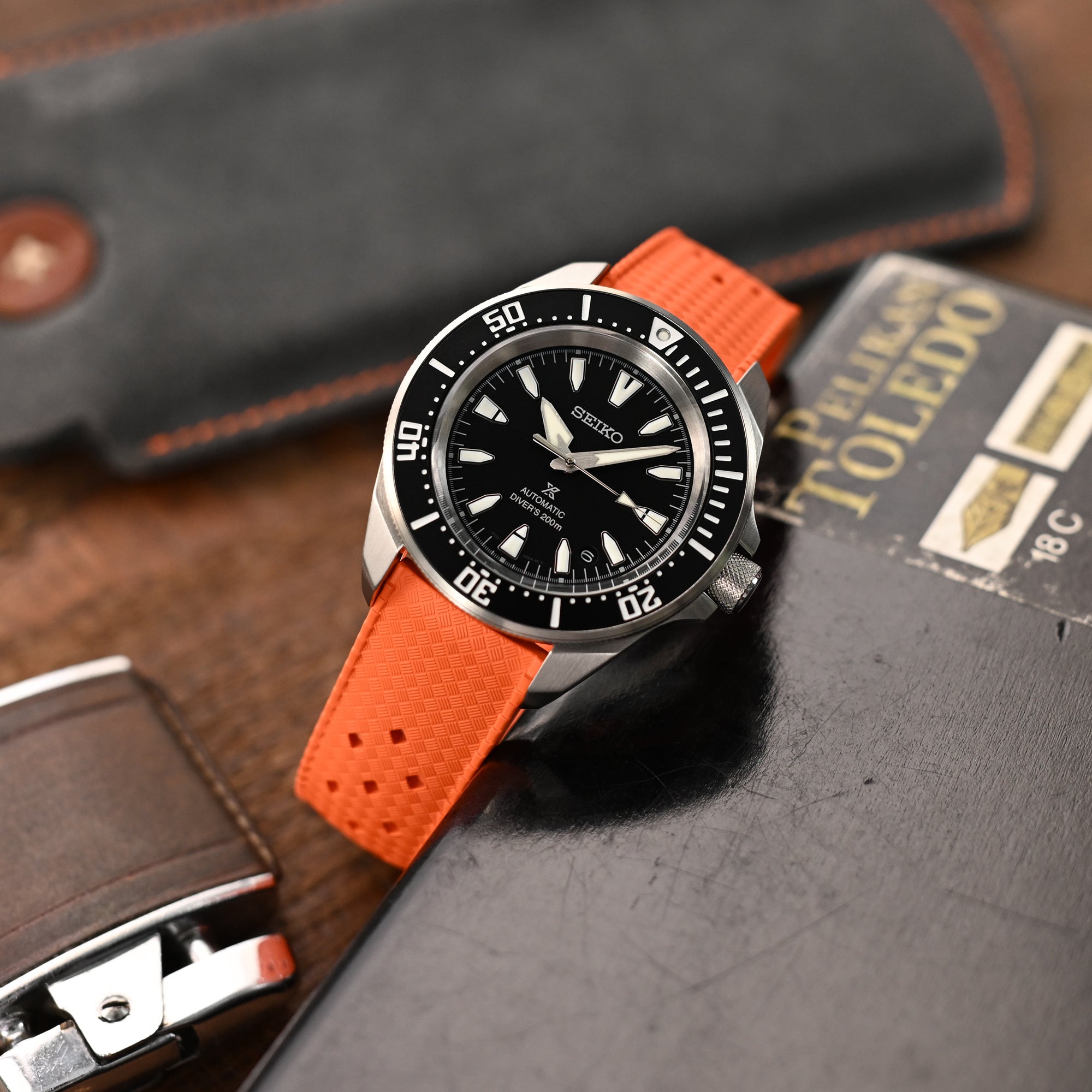 20mm Quick Release Tropical-Style FKM rubber watch strap, Orange Strapcode watch bands